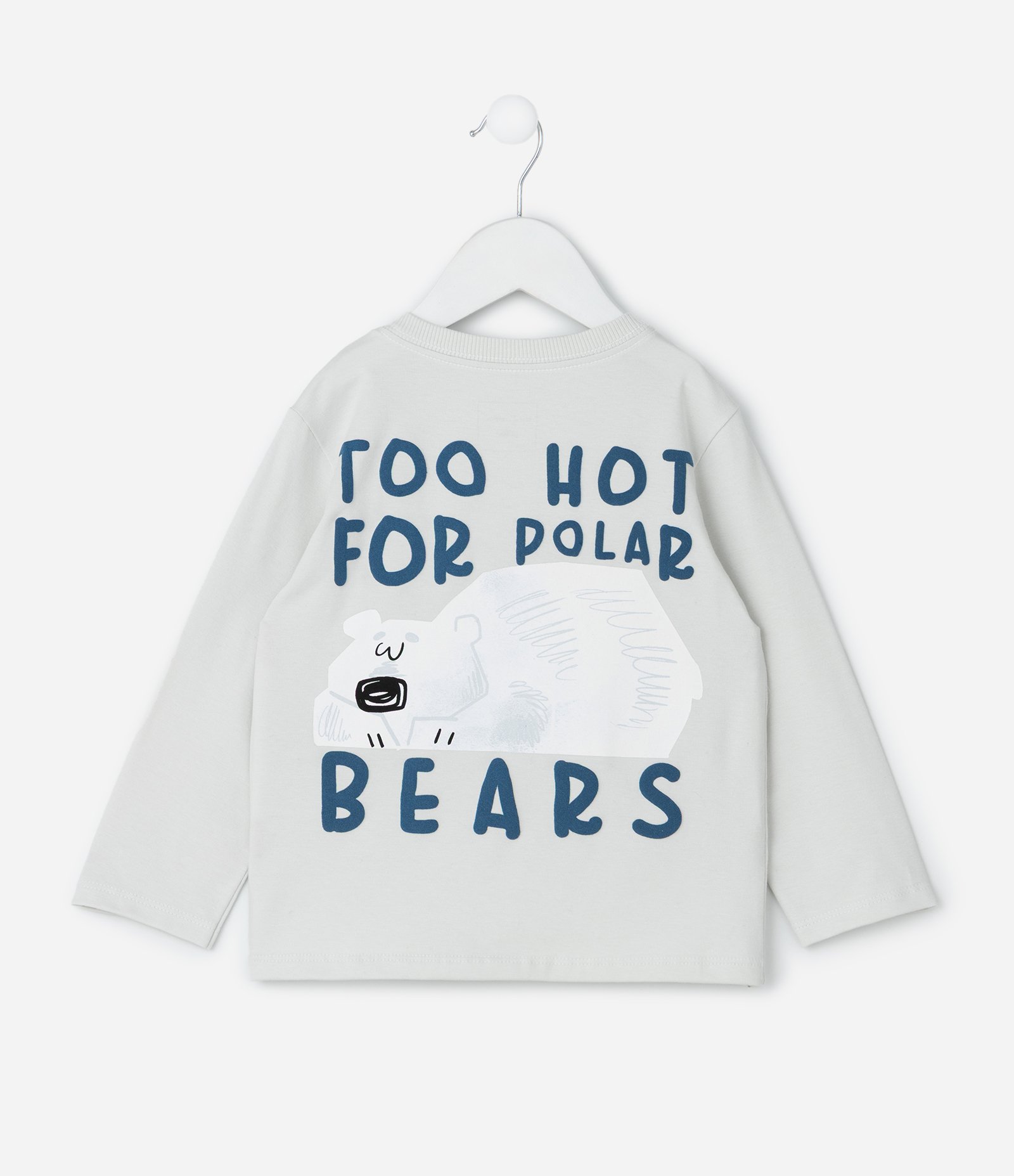 Camiseta Infantil com Estampa Urso – Tam 1 a 5/6 Anos Cinza Claro 2