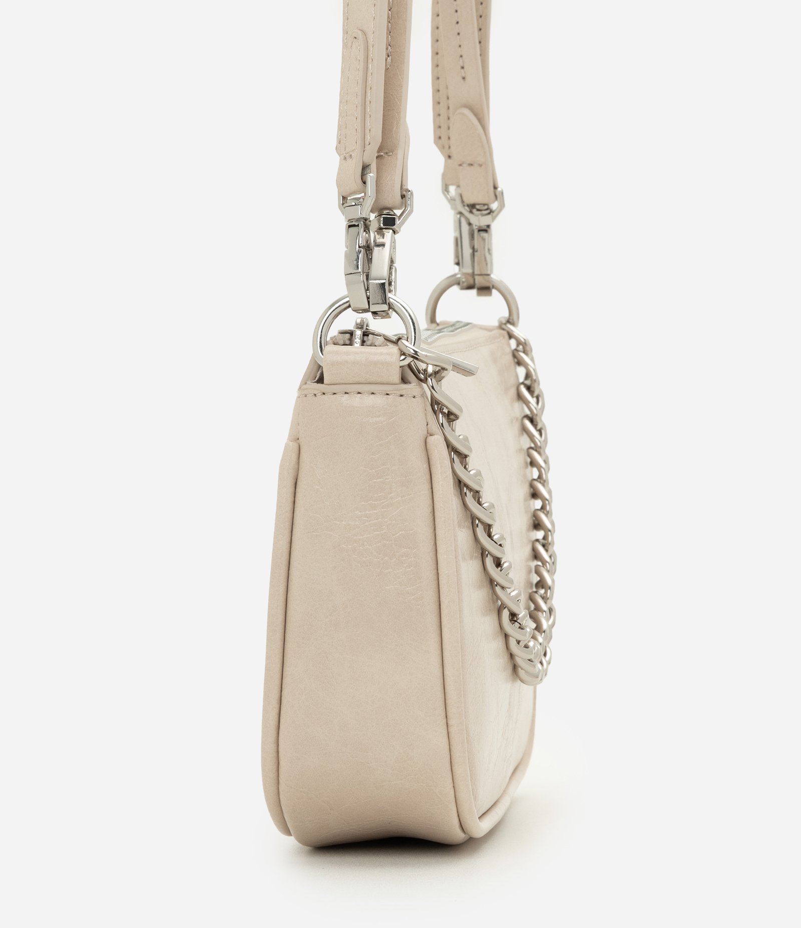 Bolsa Baguete Pequena com Corrente Metálica Off White 2