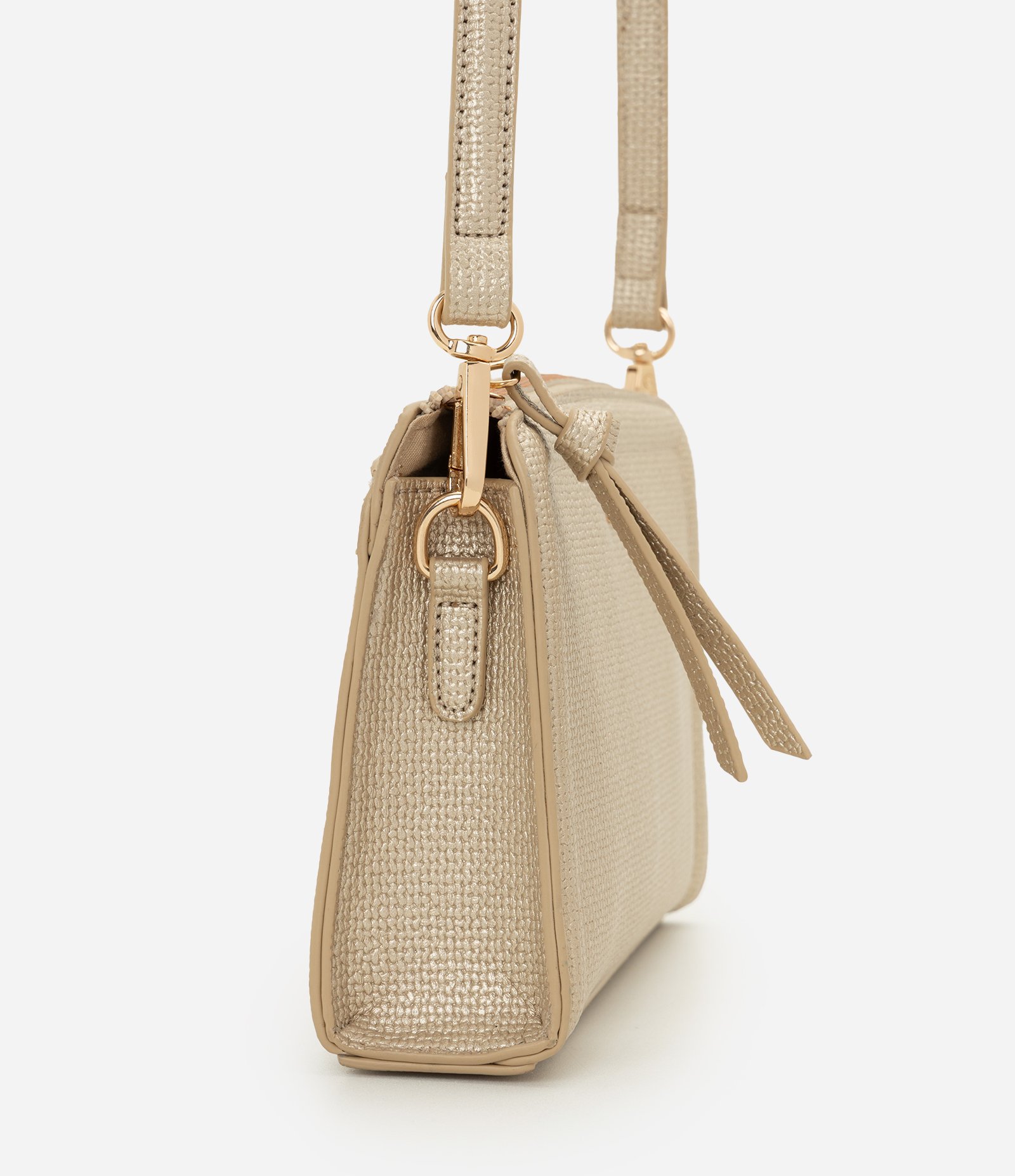 Bolsa Transversal Pequena com Alça Ajustável Dourado 2
