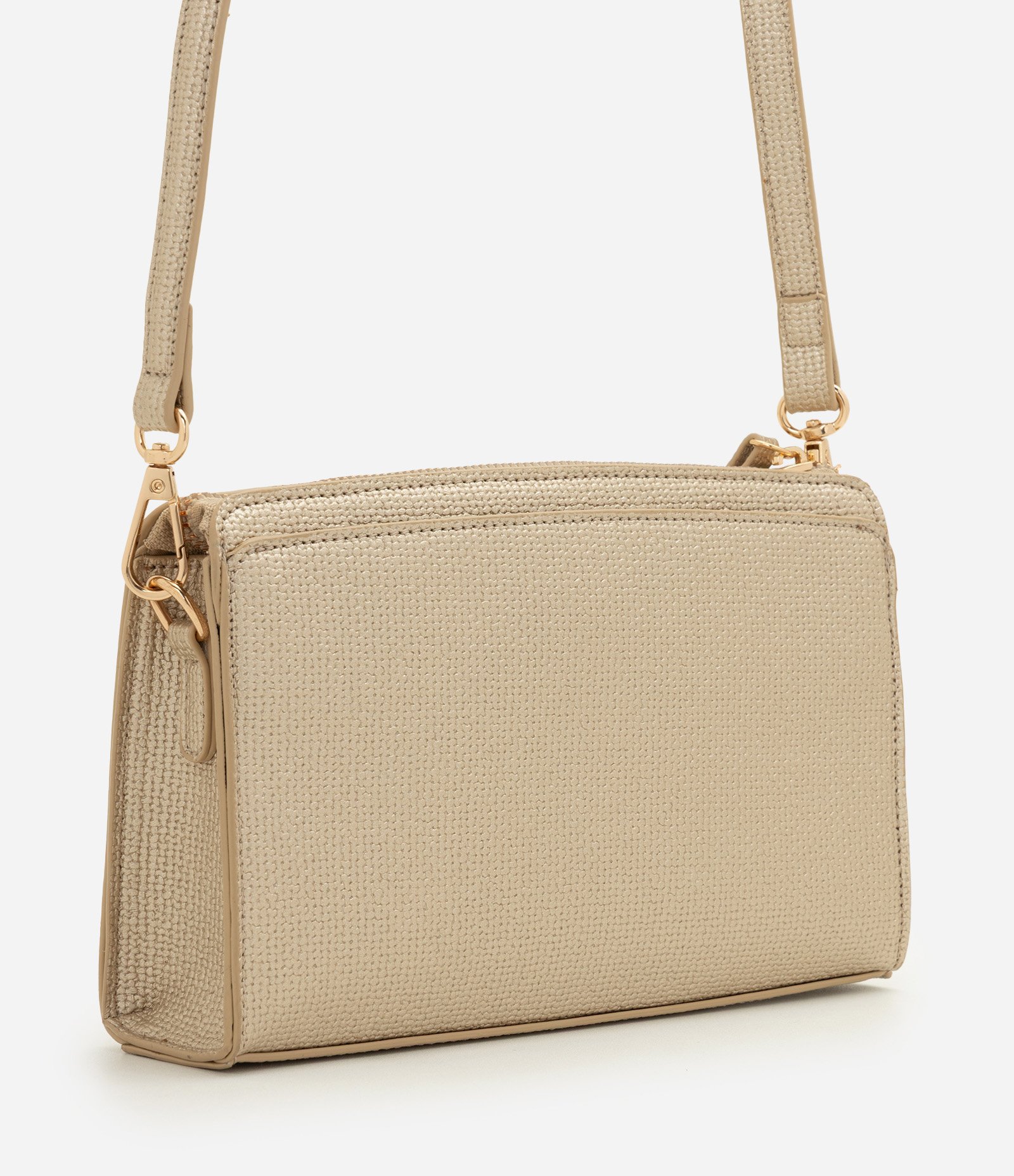 Bolsa Transversal Pequena com Alça Ajustável Dourado 3