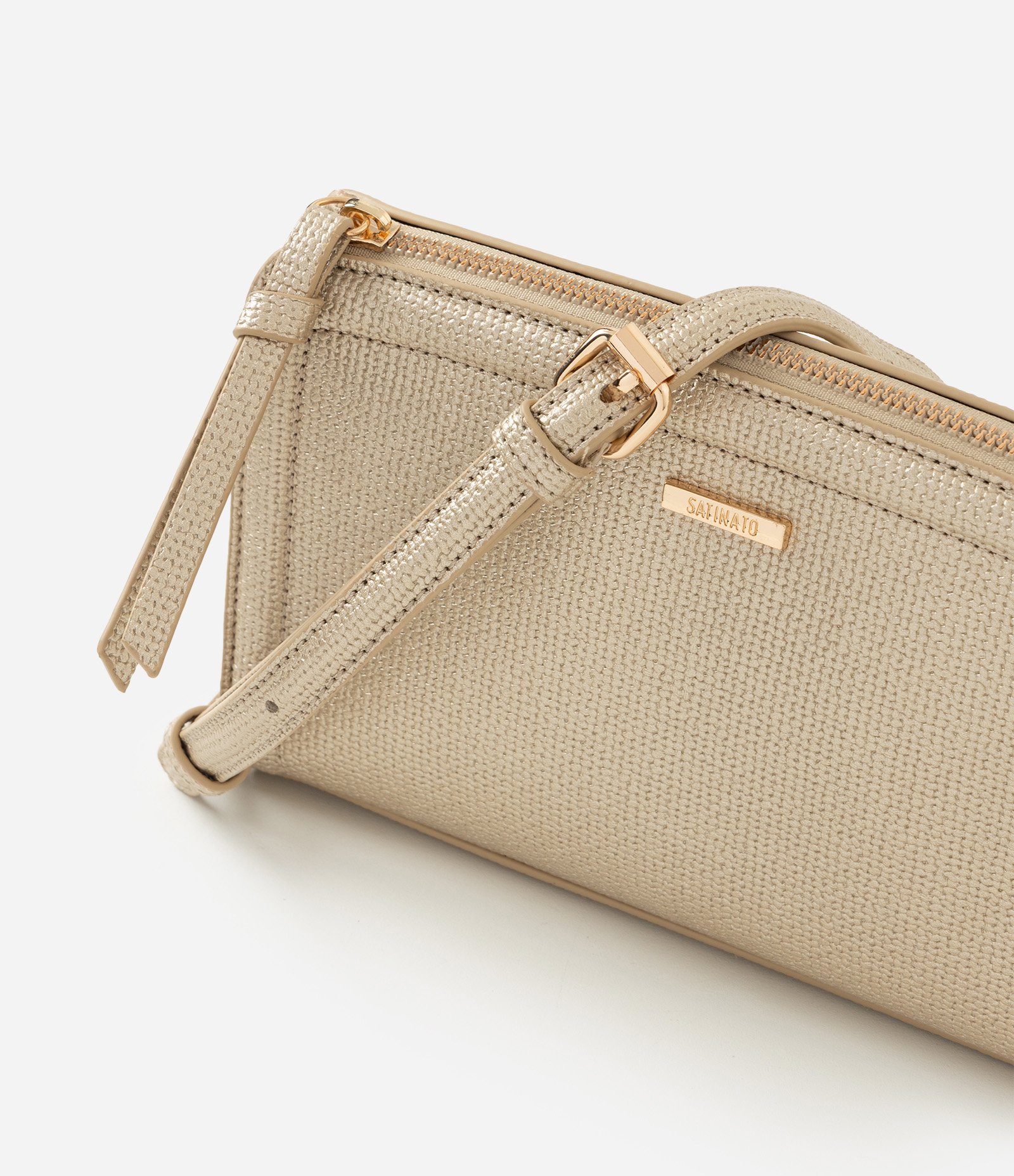 Bolsa Transversal Pequena com Alça Ajustável Dourado 4