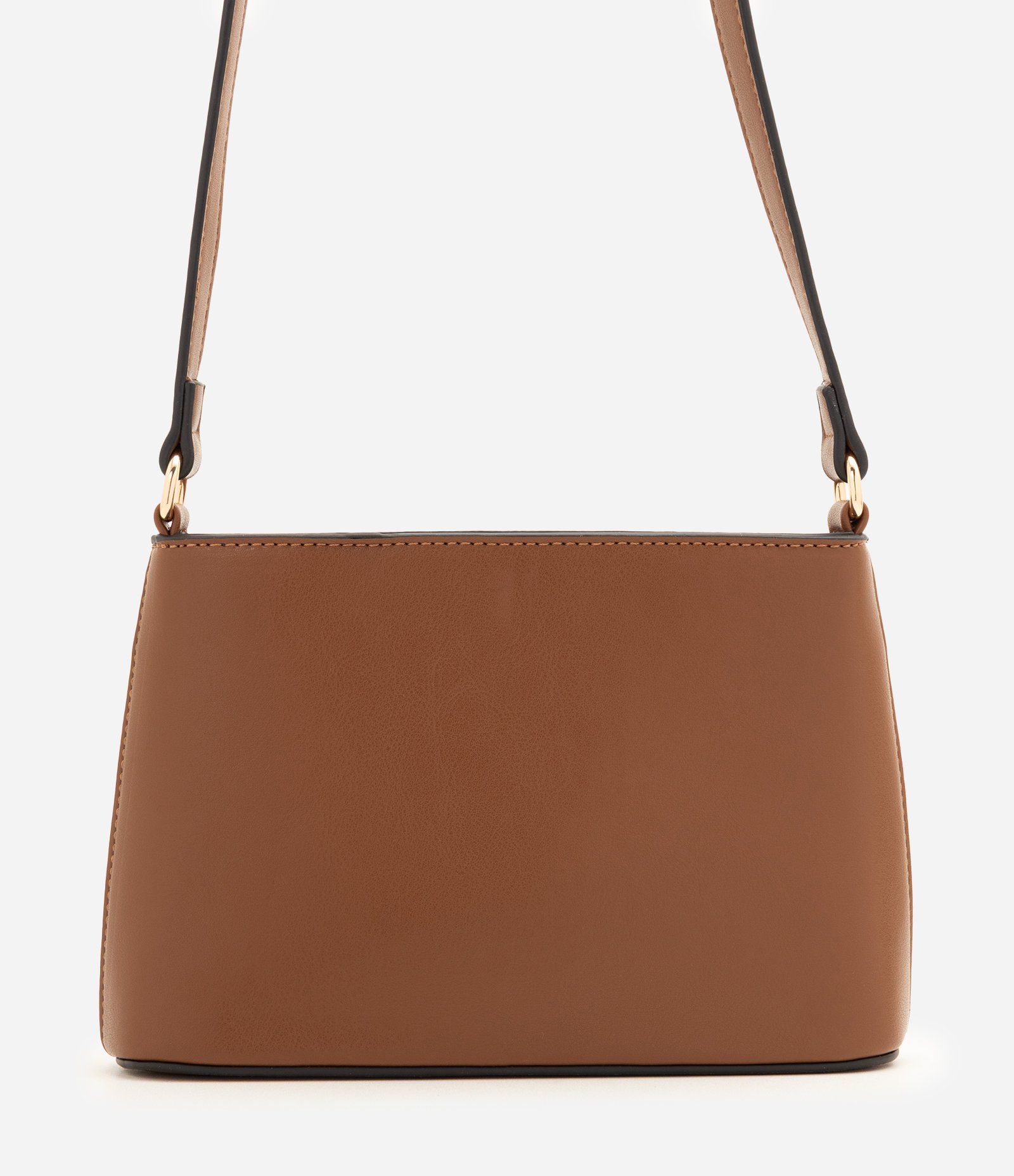 Bolsa Transversal Pequena com Alça Longa Marrom Médio 3