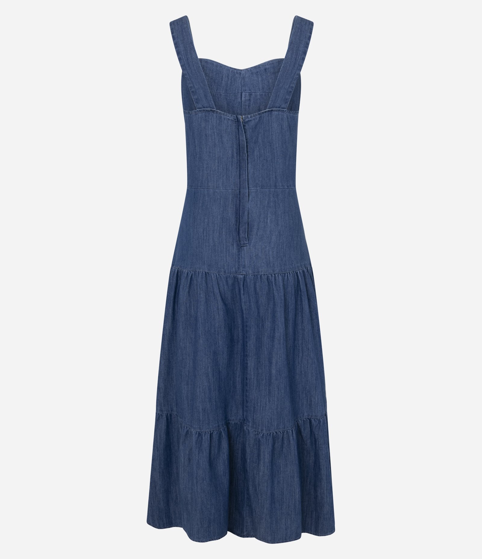 Vestido Midi em Jeans com Decote Coração Azul 6
