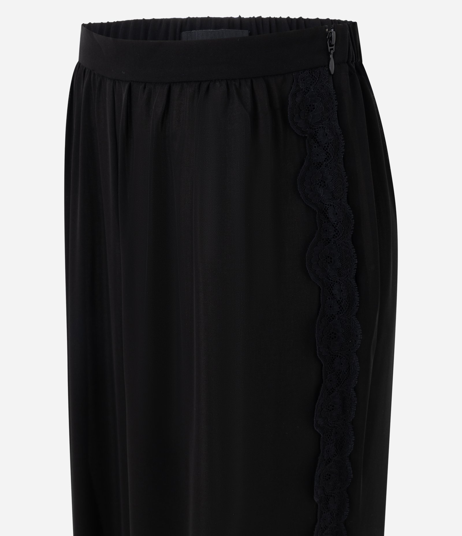 Calça Balloon em Crepe com Detalhe em Renda Lateral Preto 2