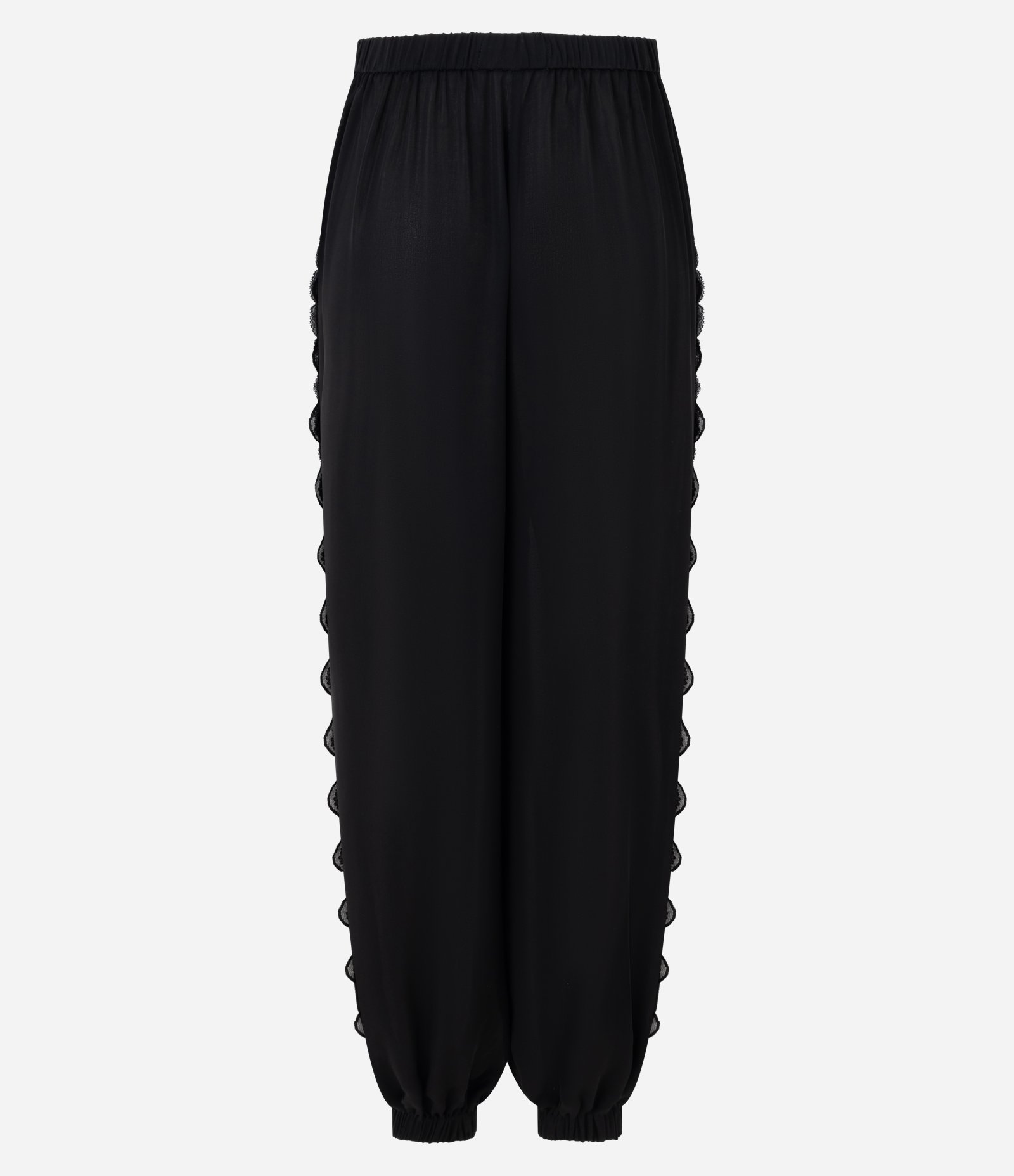 Calça Balloon em Crepe com Detalhe em Renda Lateral Preto 3