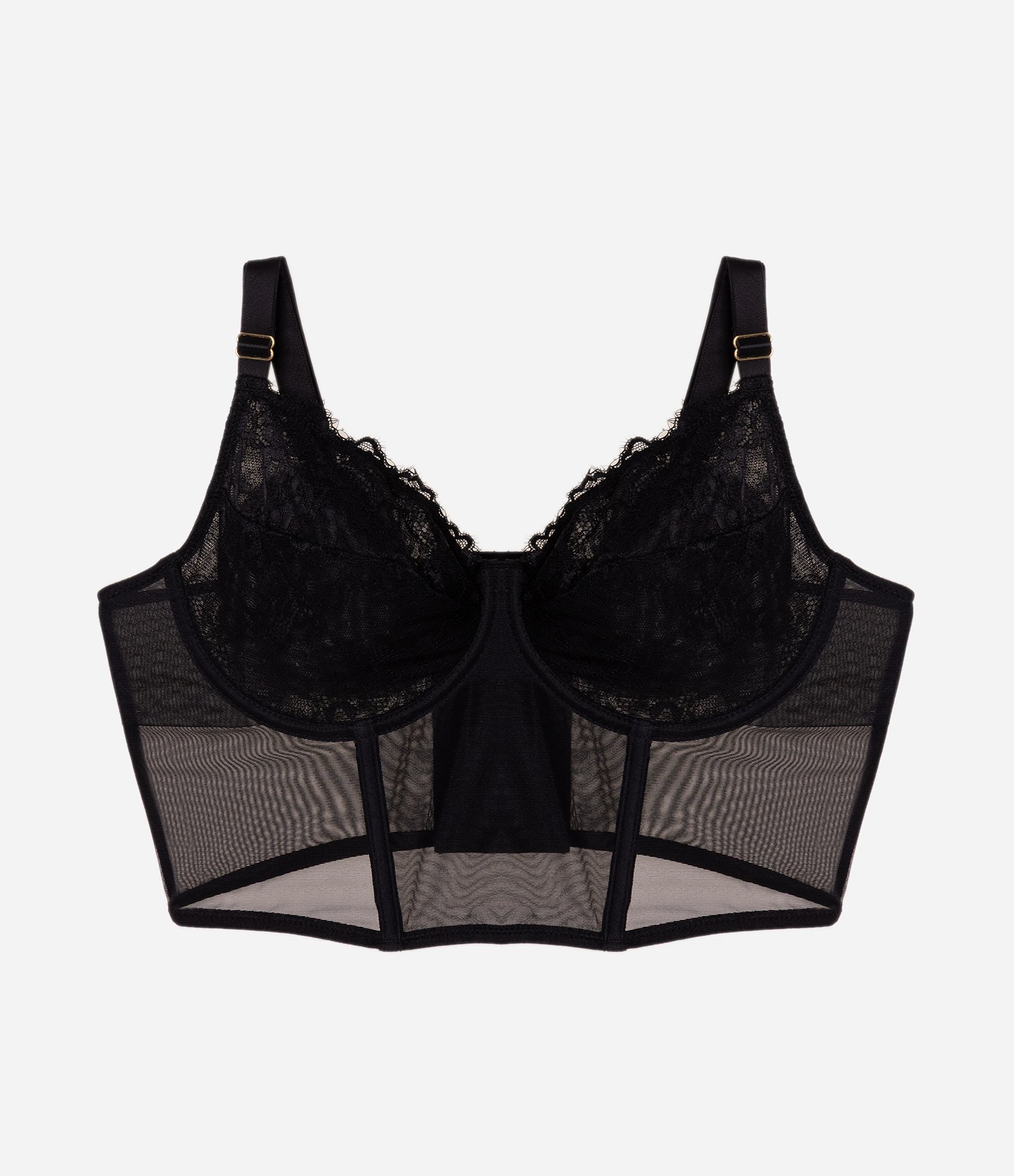 Sutiã Corset em Tule com Renda Curve & Plus Size Preto 1