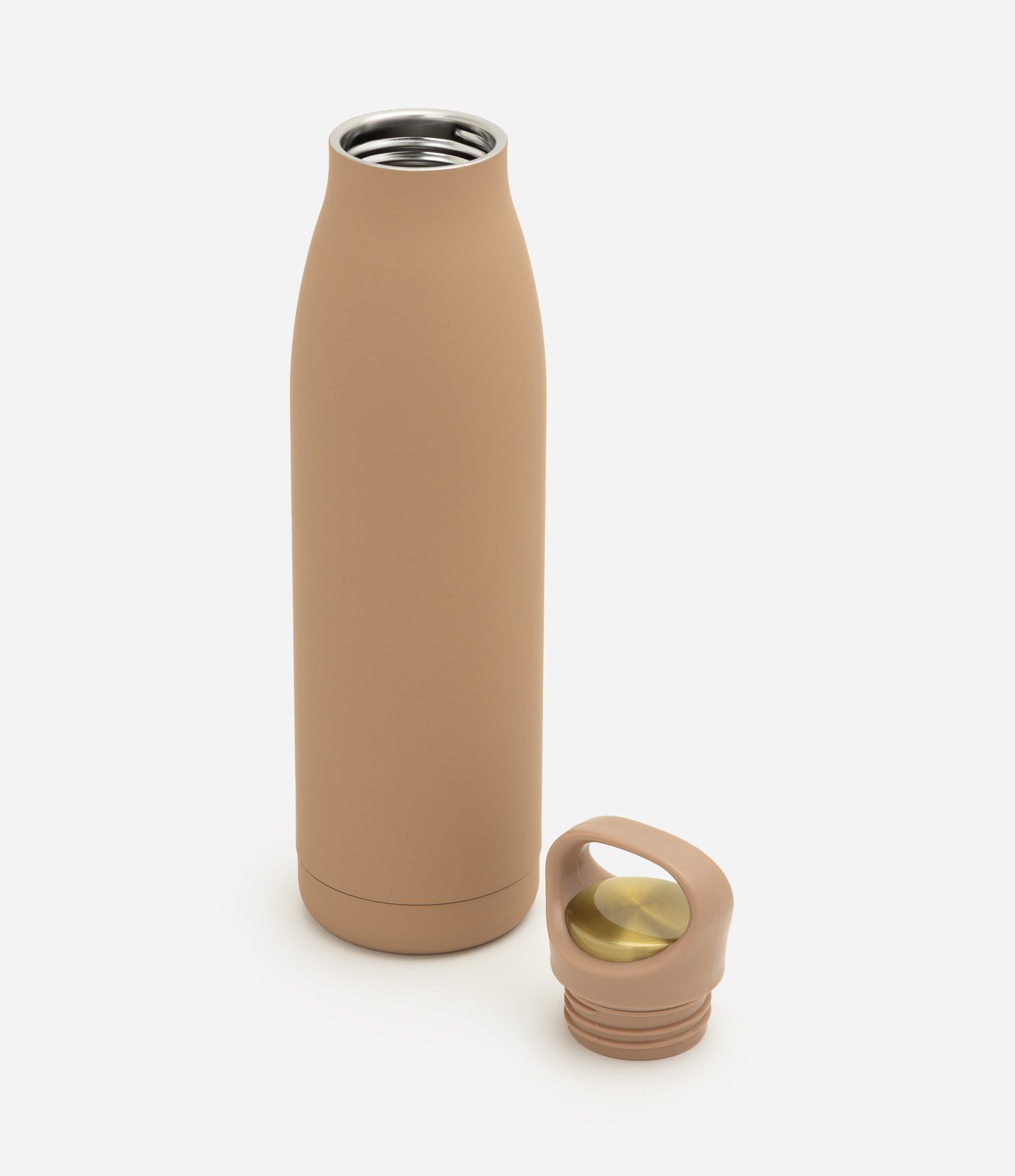 Garrafa Térmica em Aço Inoxidável com Estrutura Alongada 500ml Bege 4