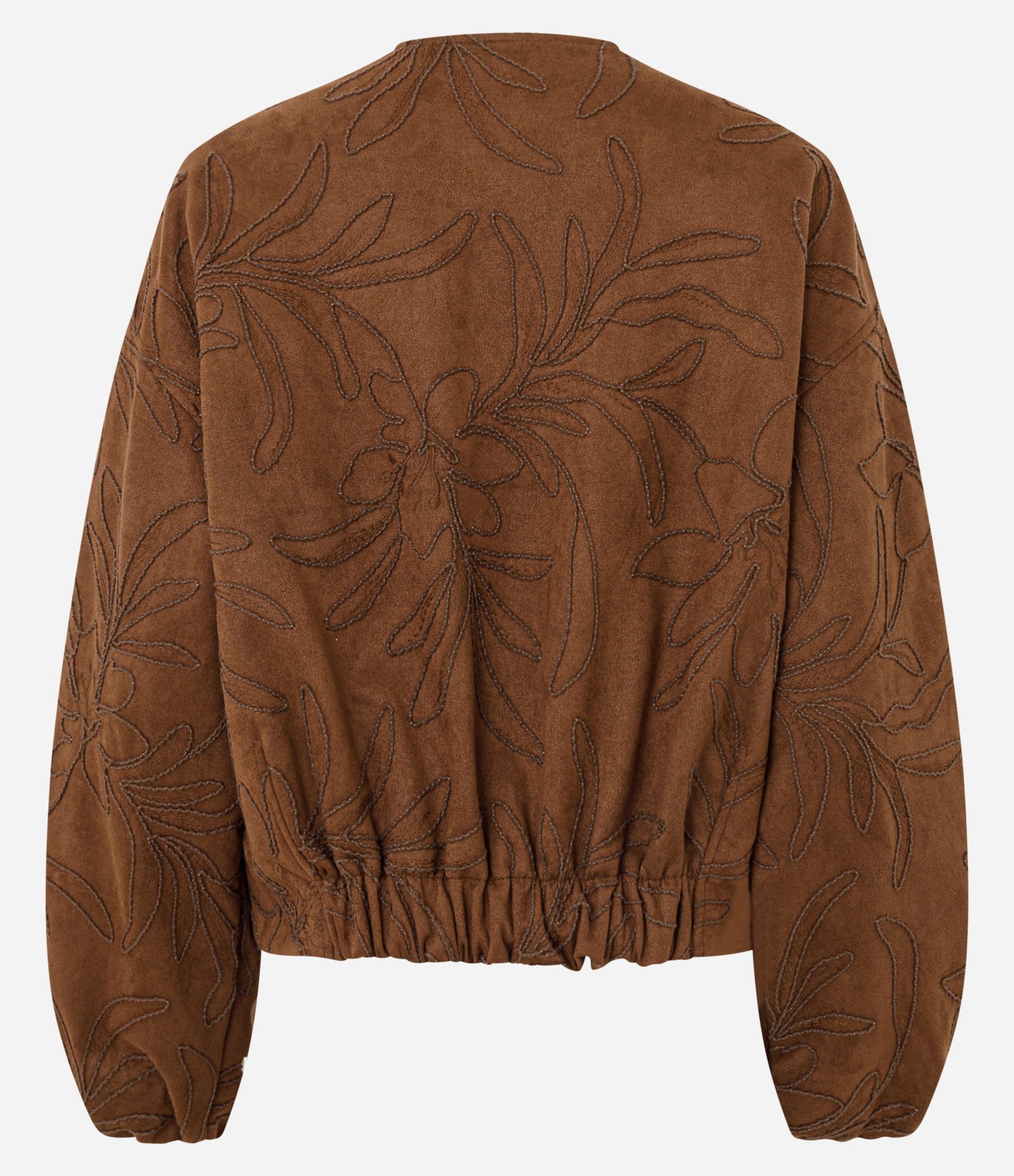 Jaqueta Bomber em Suede com Bordado de Folhagem Marrom 7
