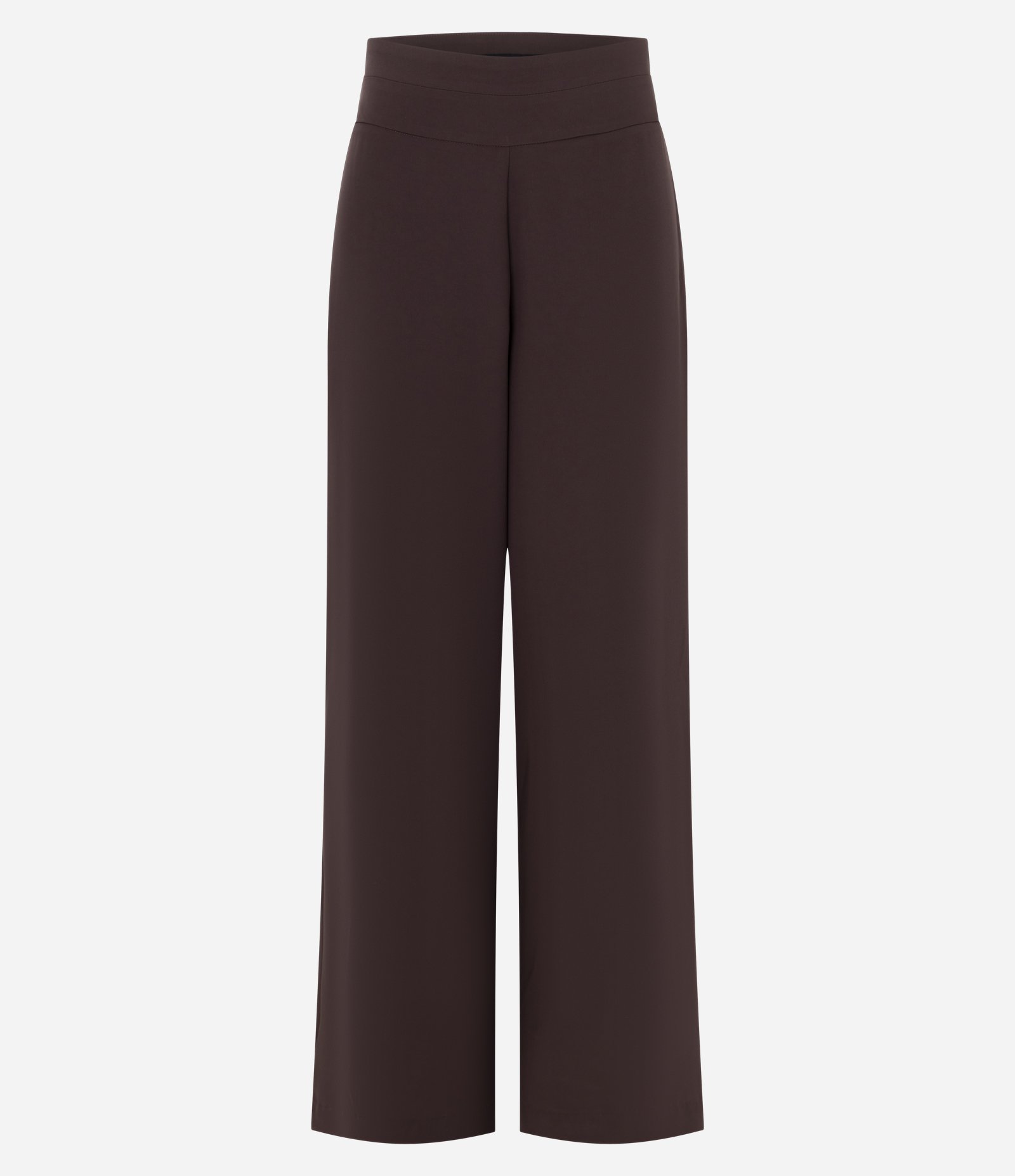 Calça Pantalona Alfaiatada com Cós Liso e Pregas Marrom 1