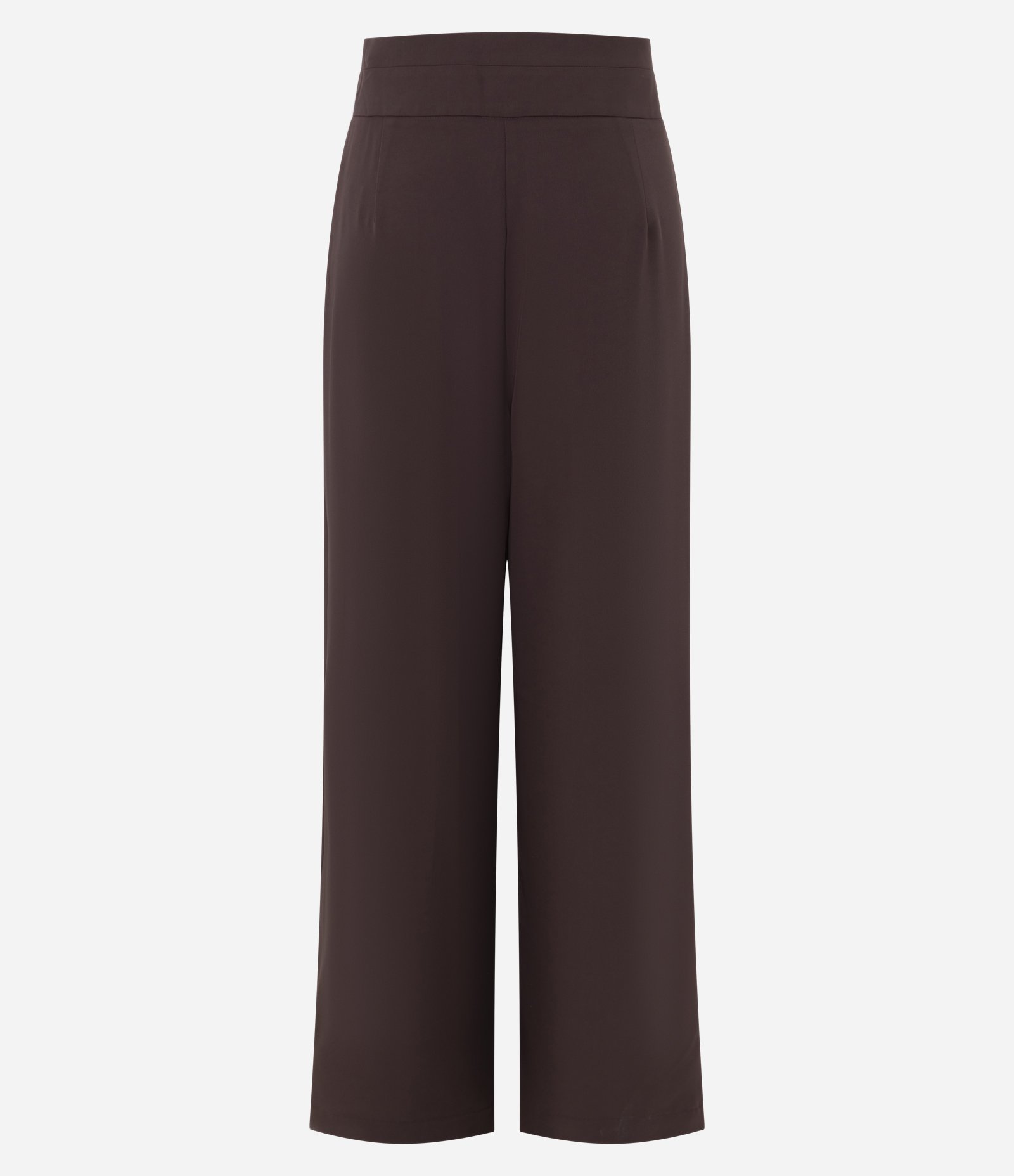 Calça Pantalona Alfaiatada com Cós Liso e Pregas Marrom 2