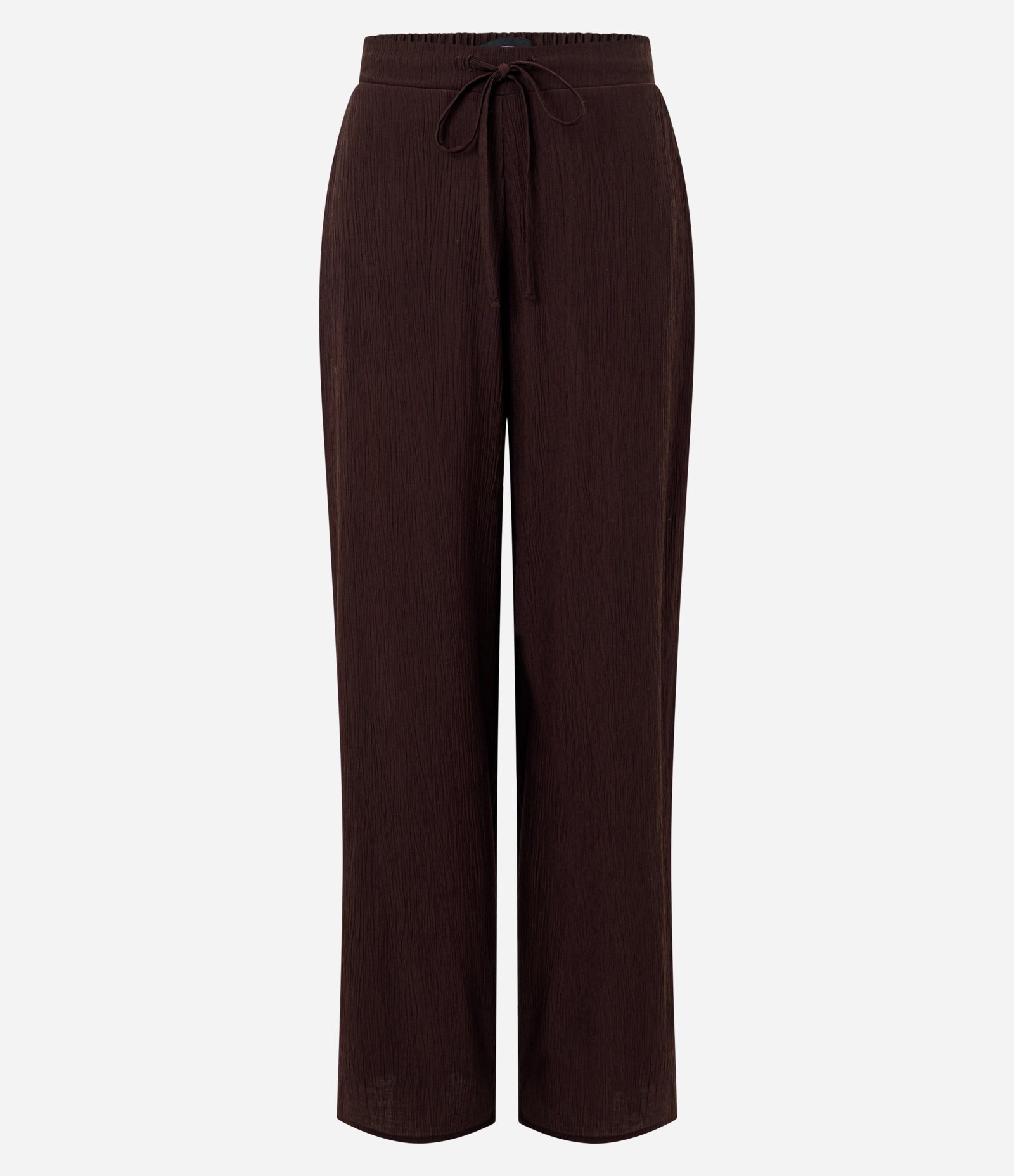 Calça Pantalona em Viscose Texturizado com Amarração na Cintura Bordô 5