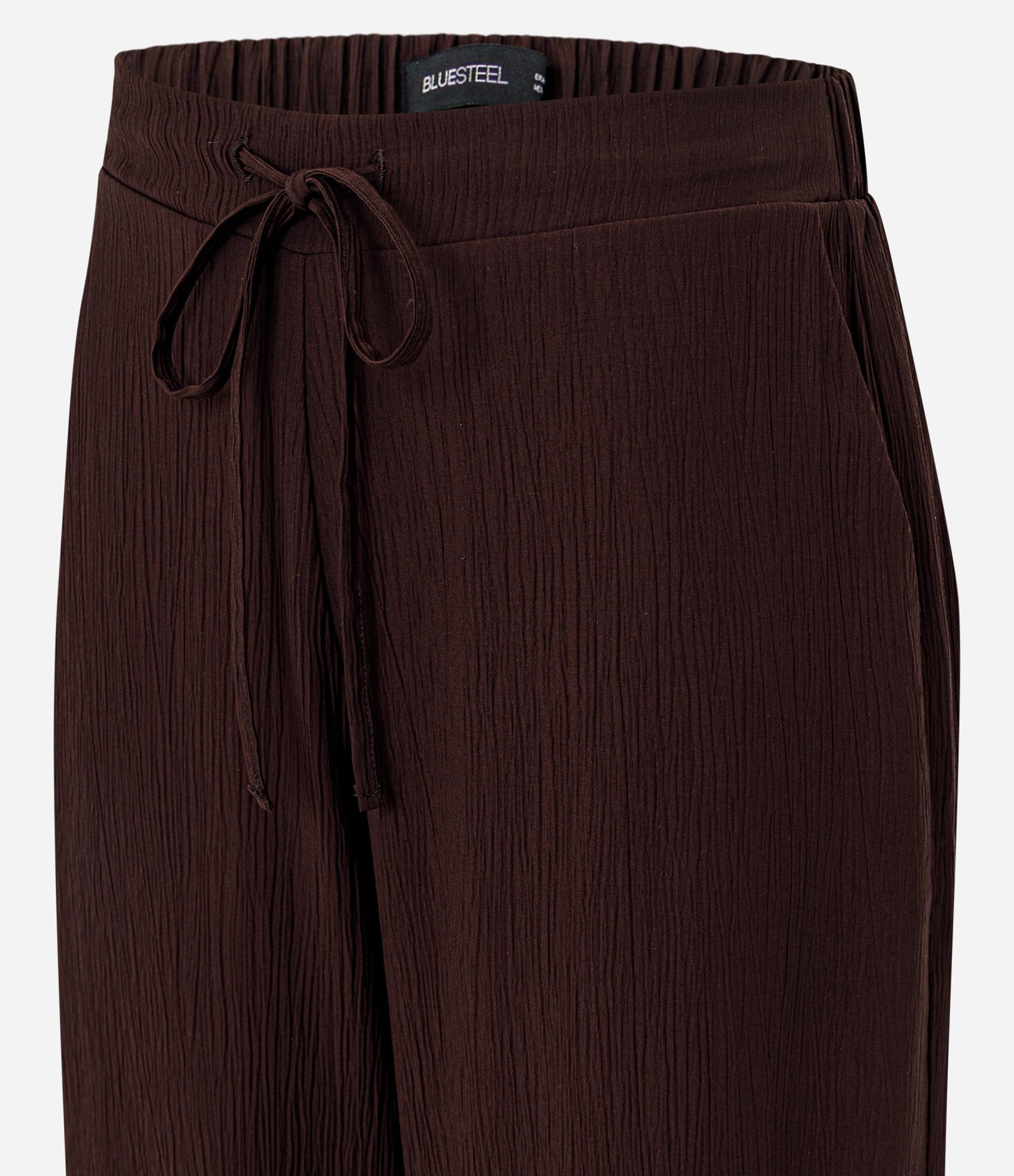 Calça Pantalona em Viscose Texturizado com Amarração na Cintura Bordô 6