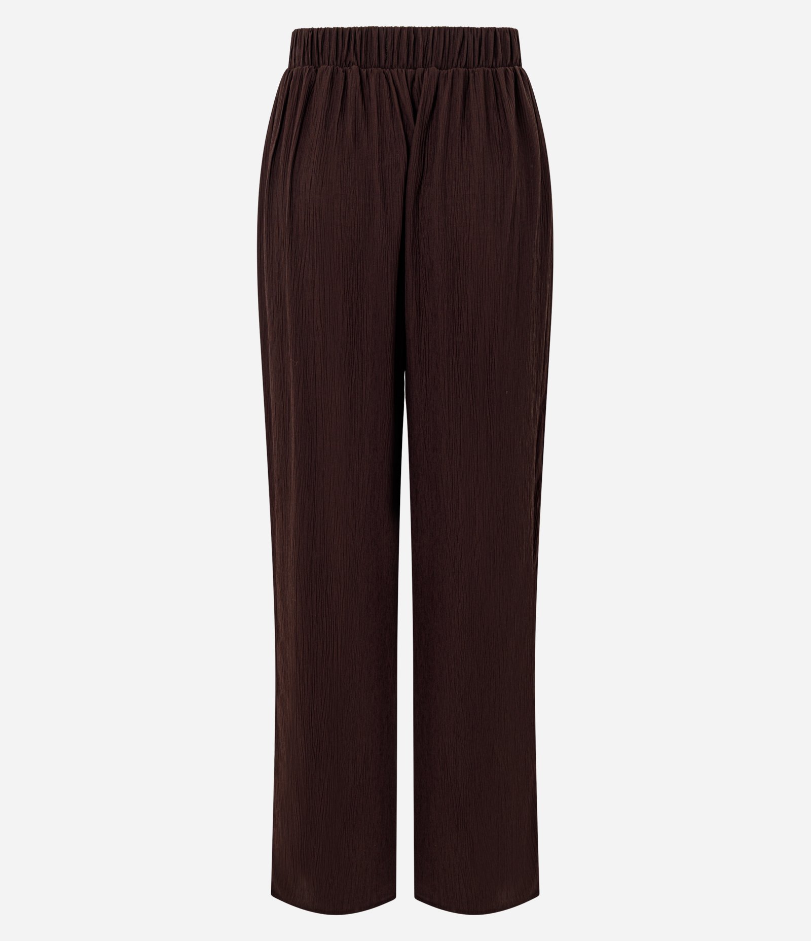 Calça Pantalona em Viscose Texturizado com Amarração na Cintura Bordô 7