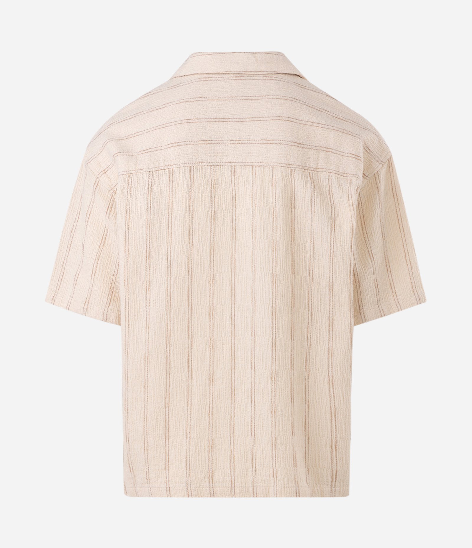 Camisa Boxy em Algodão Texturizada Listrada Bege 2