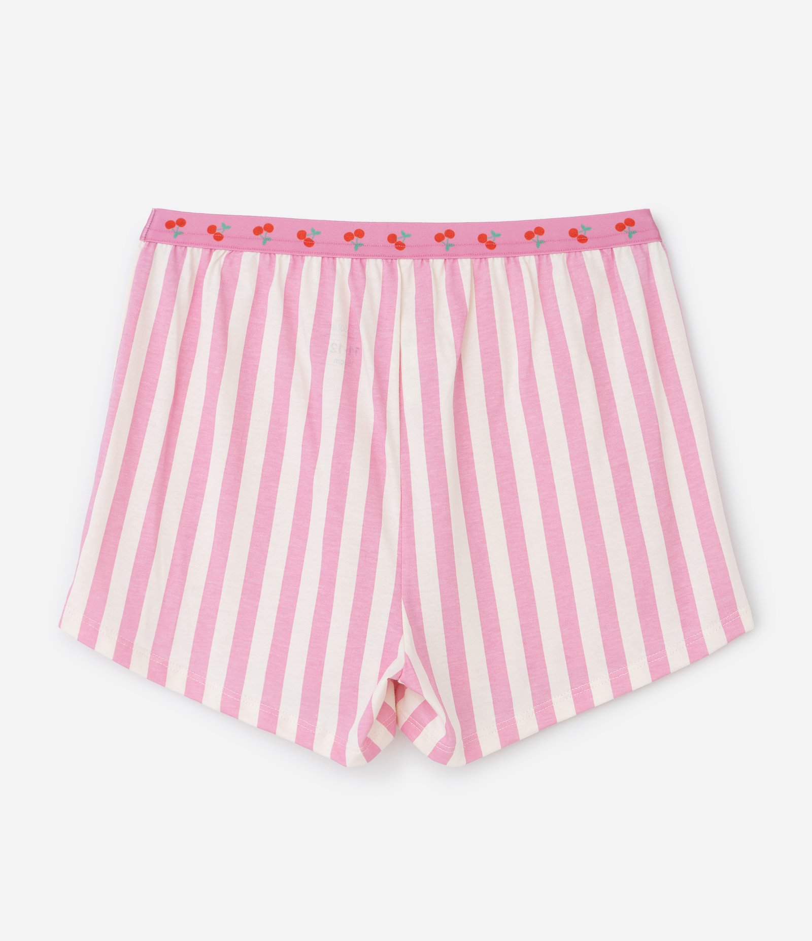 Pijama Infantil Blusa com Estampa Cereja e Short Listrado – Tam 7 a 16 Anos Bege/Rosa 6