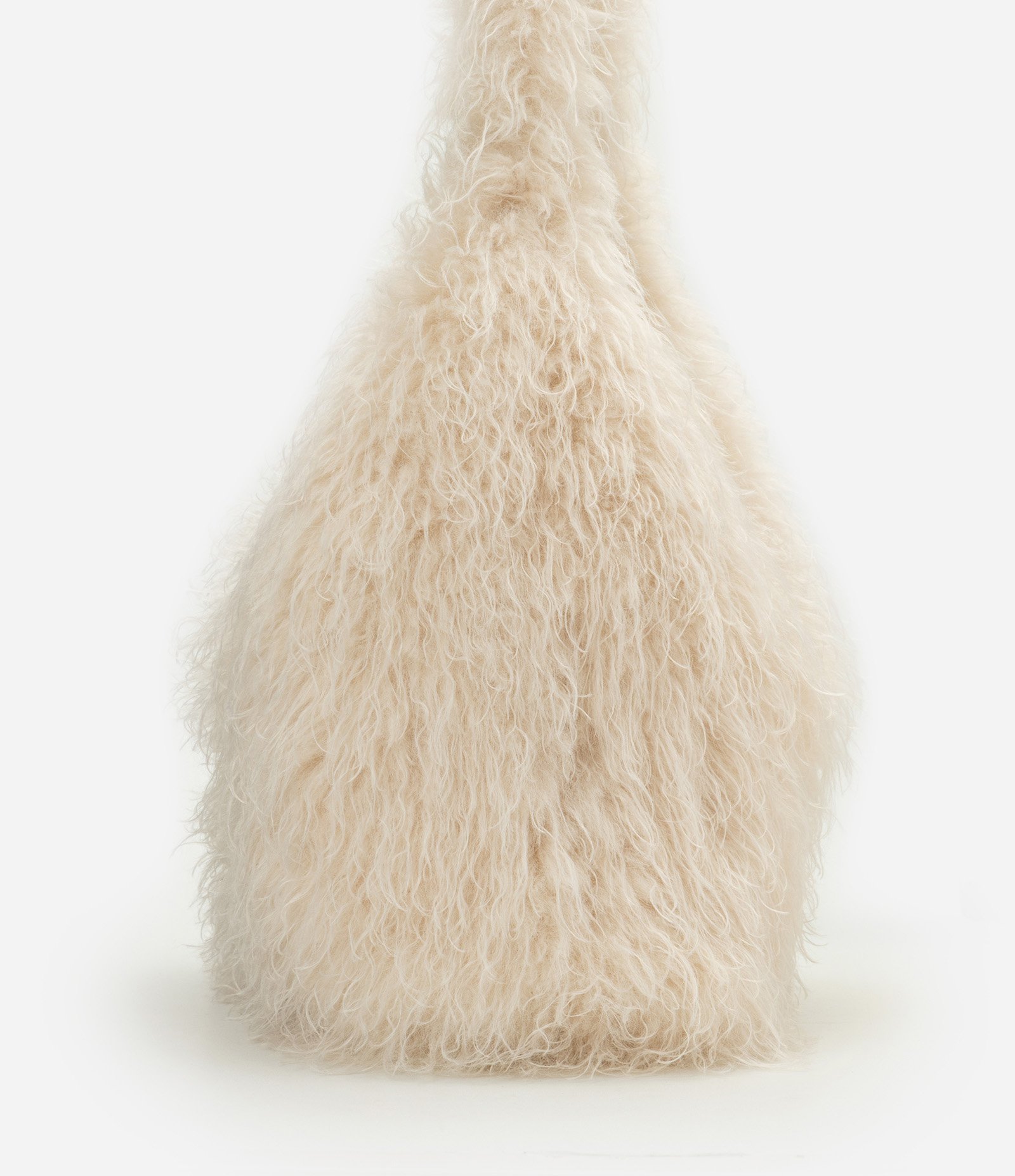 Bolsa Hobo Grande com Textura de Pelos Off White 2