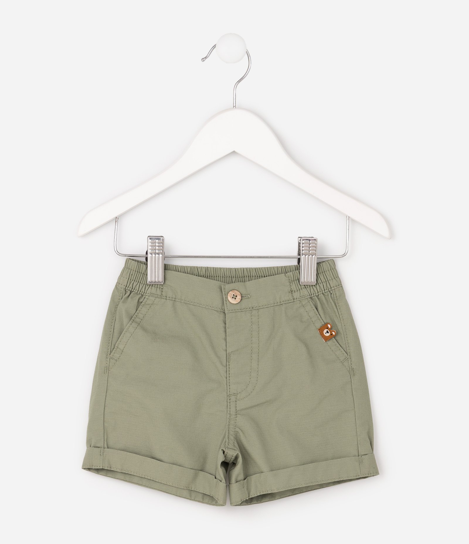 Shorts Bebê Em Sarja Cós Com Elástico - Tam 0 a 18 Meses Verde 3