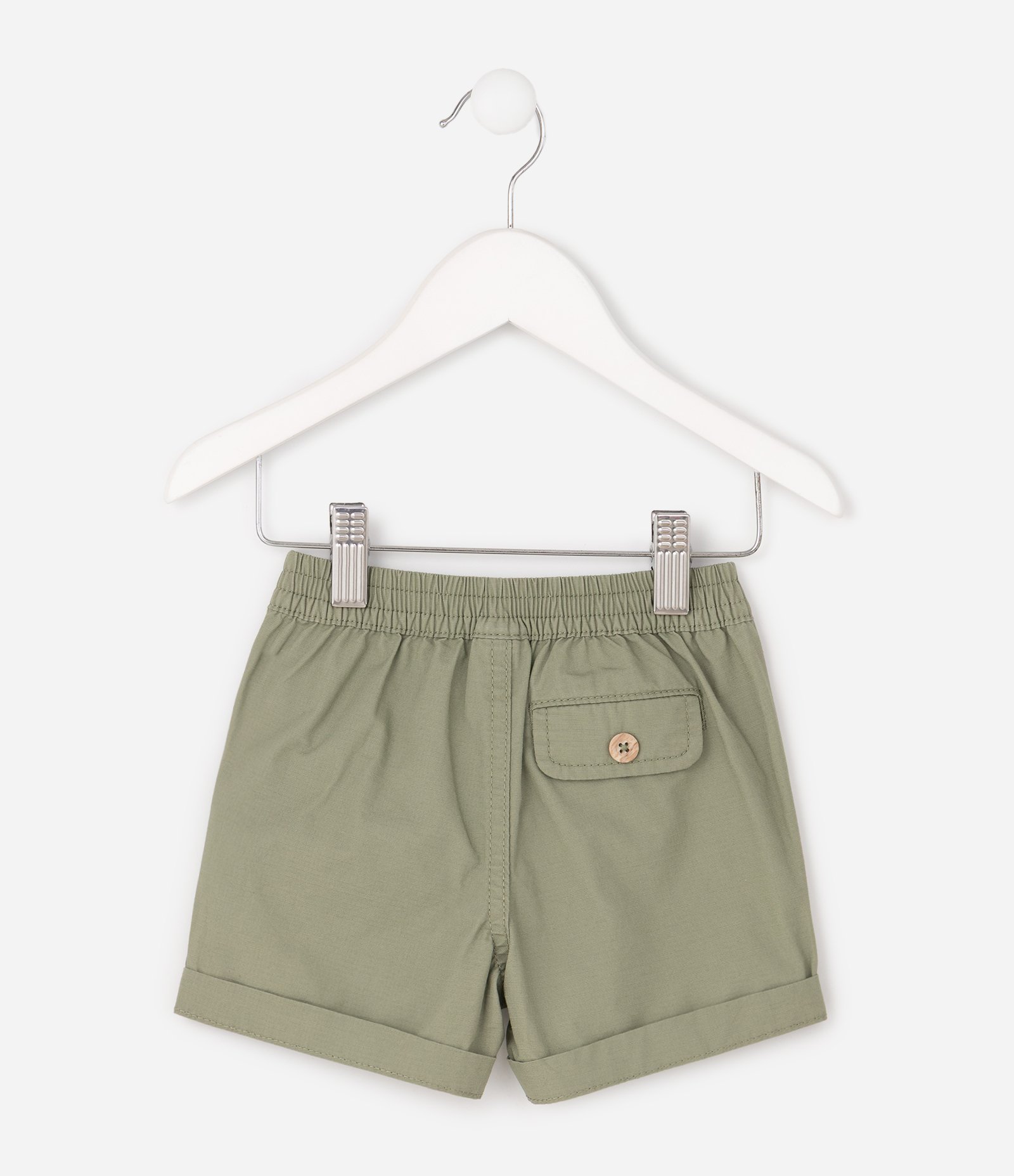 Shorts Bebê Em Sarja Cós Com Elástico - Tam 0 a 18 Meses Verde 4