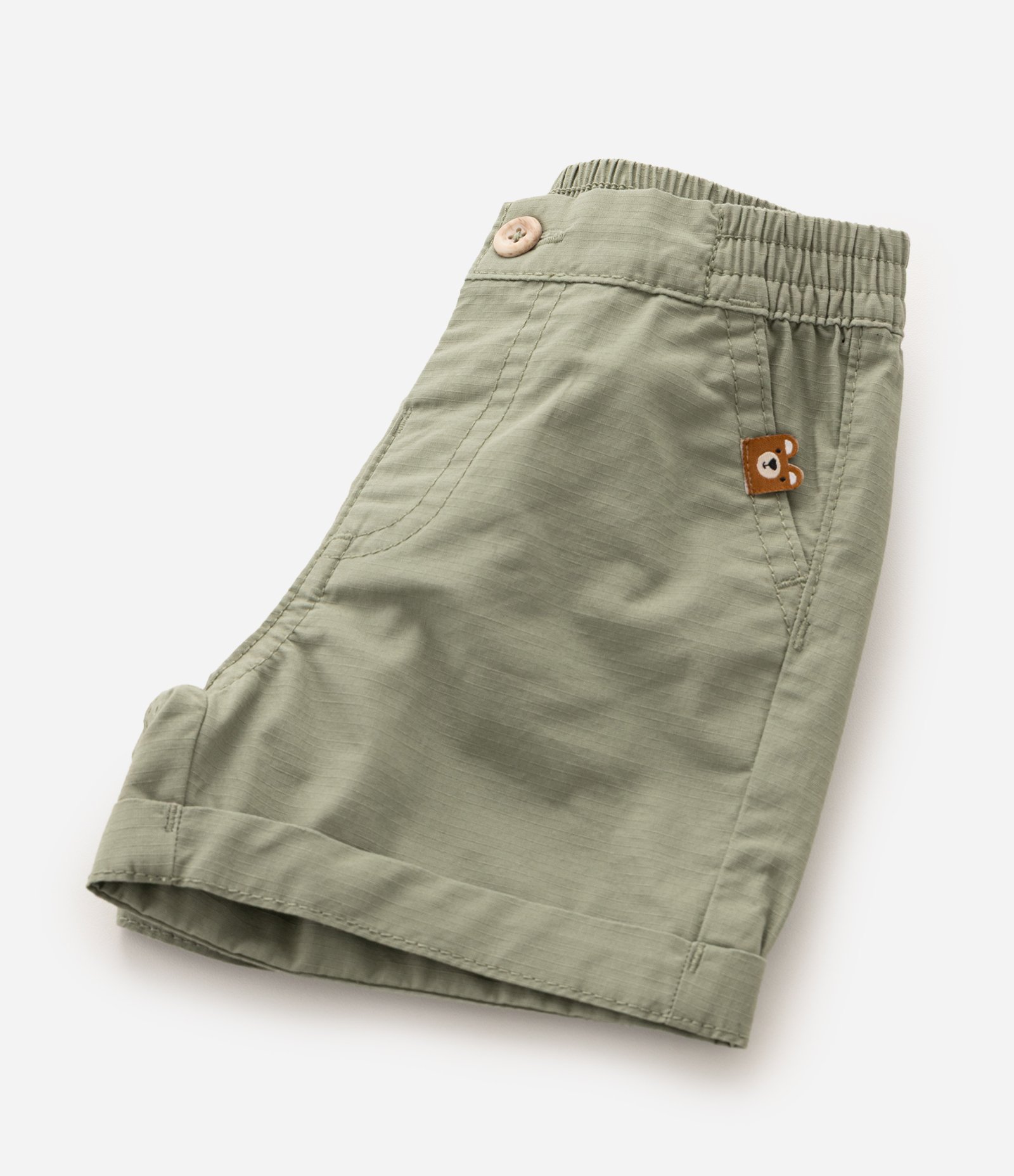 Shorts Bebê Em Sarja Cós Com Elástico - Tam 0 a 18 Meses Verde 6