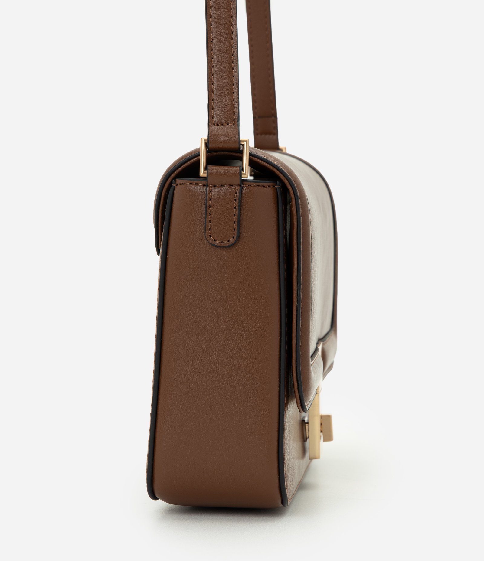 Bolsa Transversal Média em Couro com Alça Longa Ajustável Marrom 2