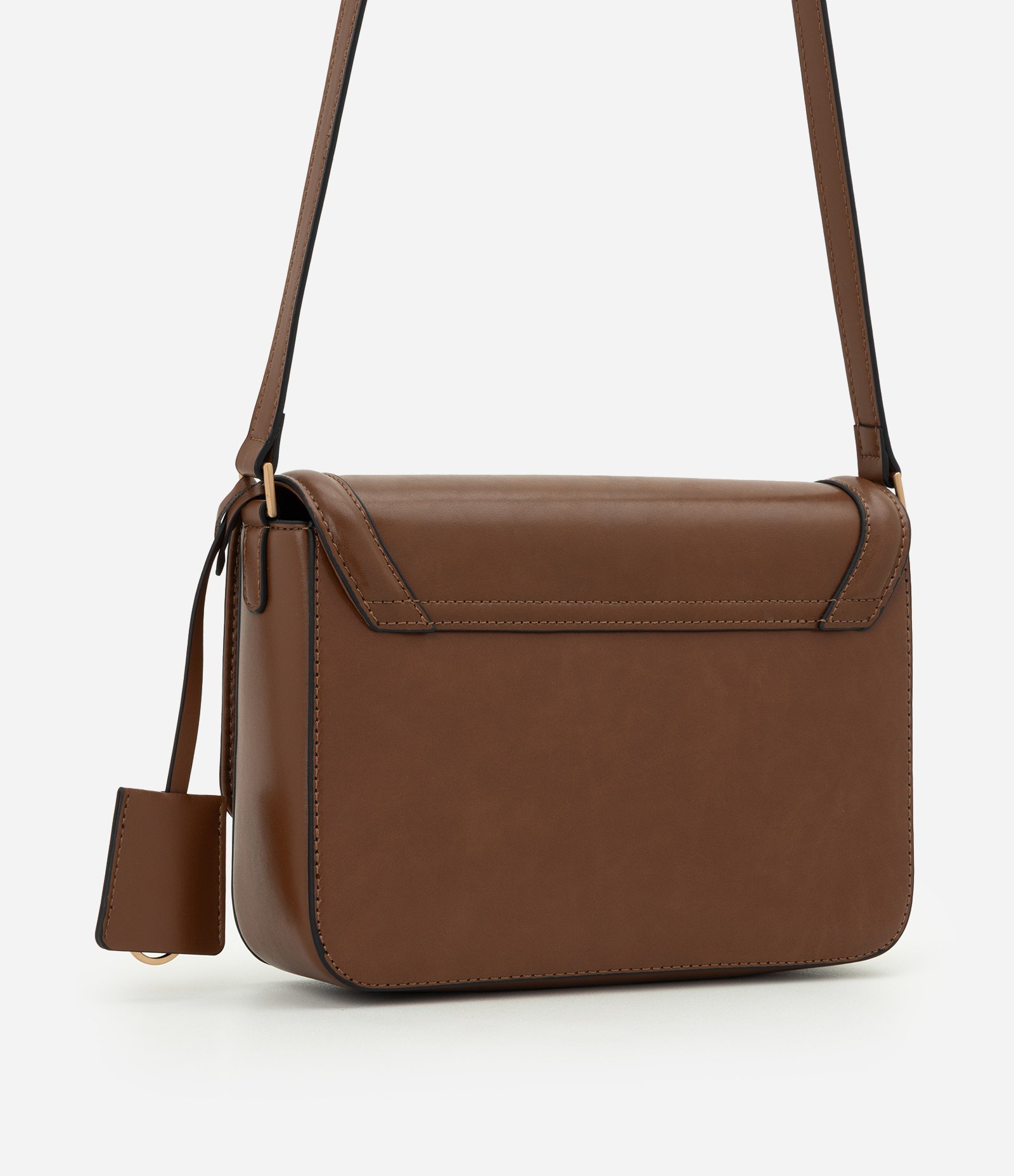 Bolsa Transversal Média em Couro com Alça Longa Ajustável Marrom 3