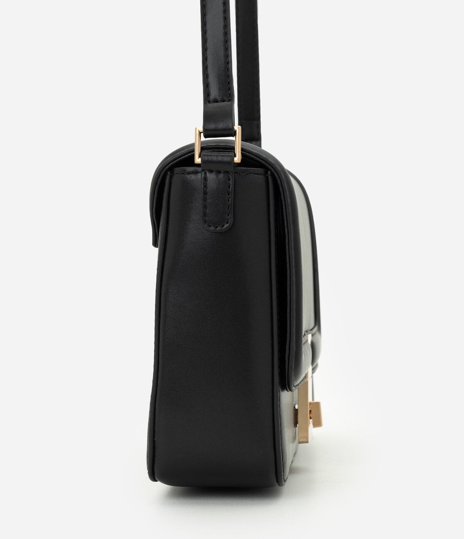 Bolsa Transversal Média em Couro com Alça Longa Ajustável Preto 3