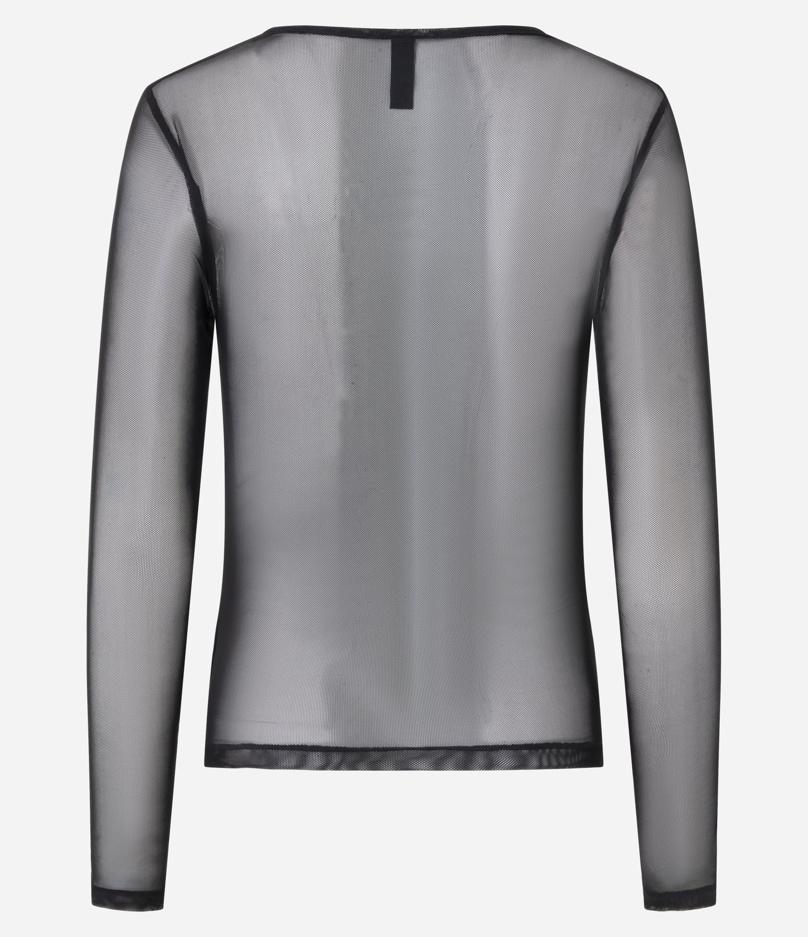 Blusa Manga Longa em Tule com Decote Quadrado Preto 7