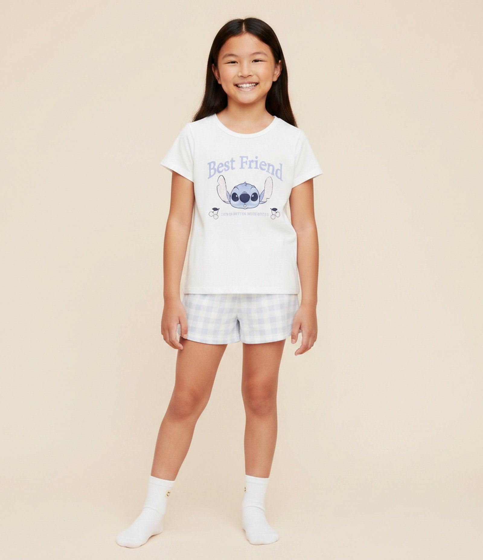 Pijama Infantil com Estampa Stitch e Detalhe em Paetê – Tam 5 a 14 Anos Branco 1