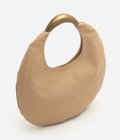 Bolsa Média com Textura Floral e Alça de Mão em Metal