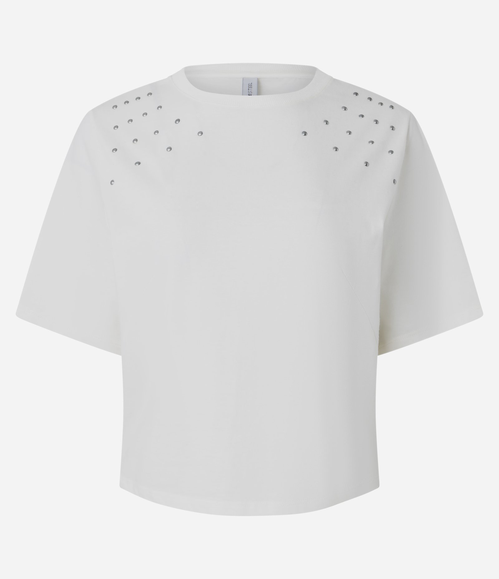 Blusa em Algodão com Aplicação de Pedrinhas nos Ombros Branco 5
