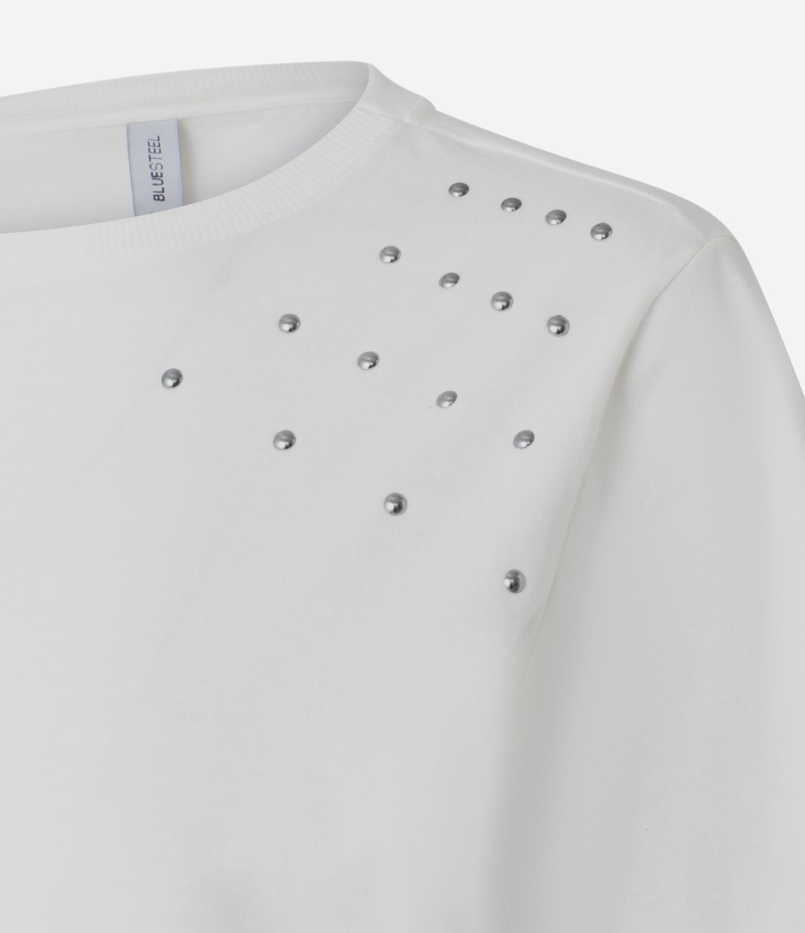 Blusa em Algodão com Aplicação de Pedrinhas nos Ombros Branco 6