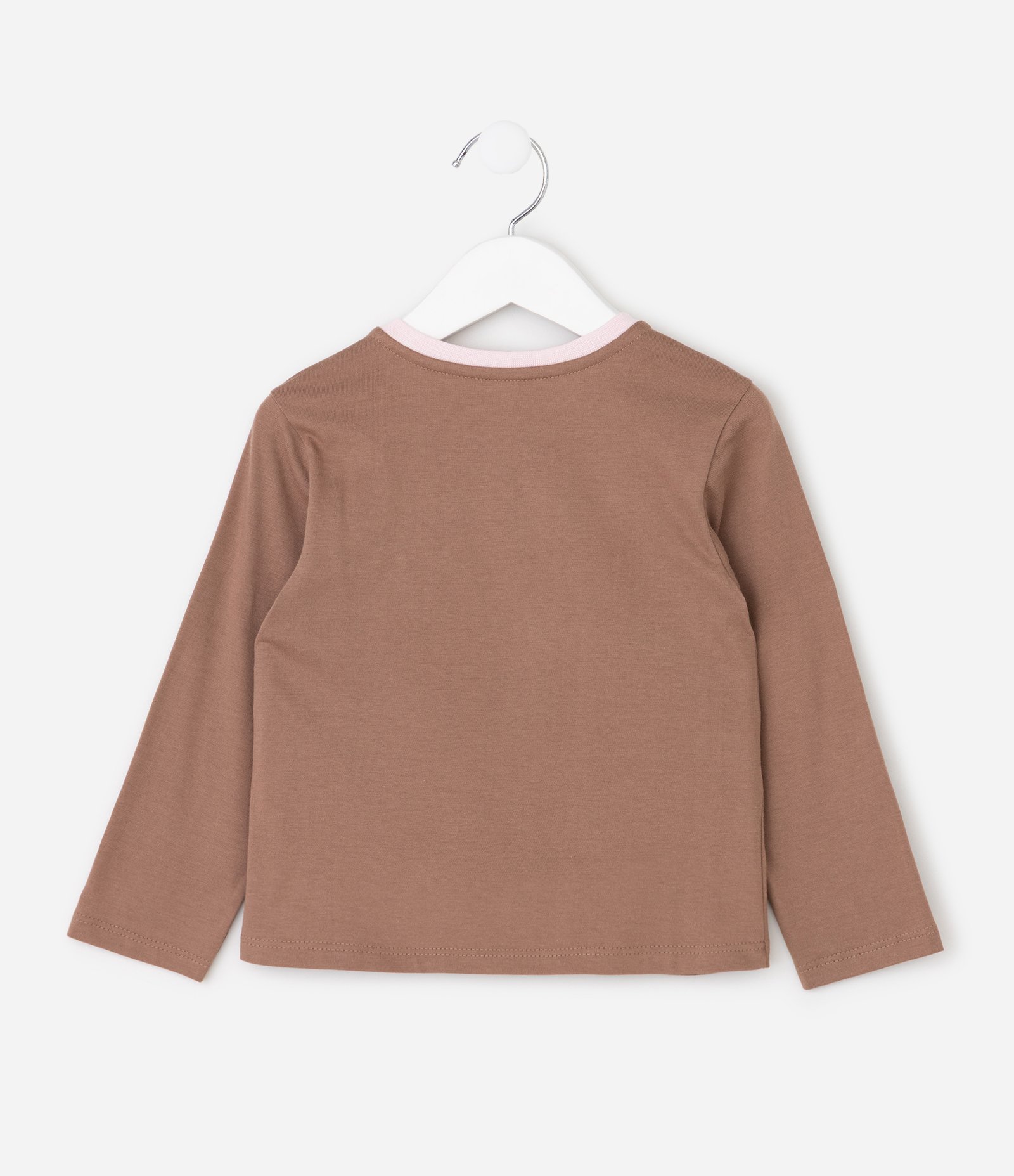 Pijama Infantil Longo em Algodão com Bordado de Ursinho - Tam 1 a 6 anos Marrom/Rosa 4