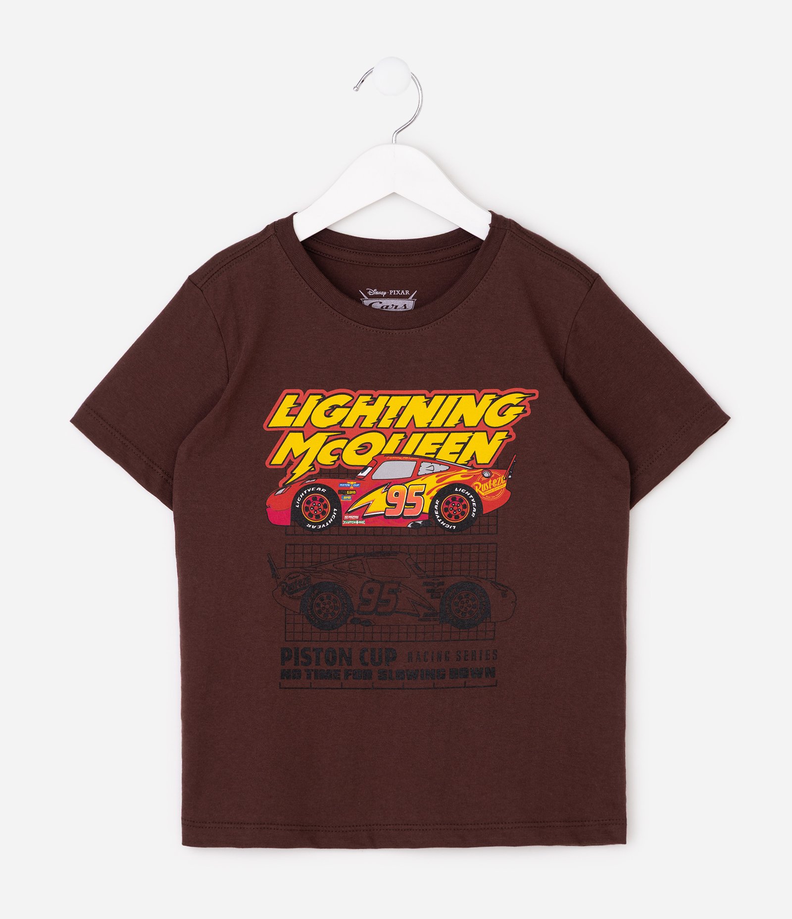 Camiseta Infantil Lightning McQueen Piston Cup – Tam 2 a 8 Anos Marrom 2
