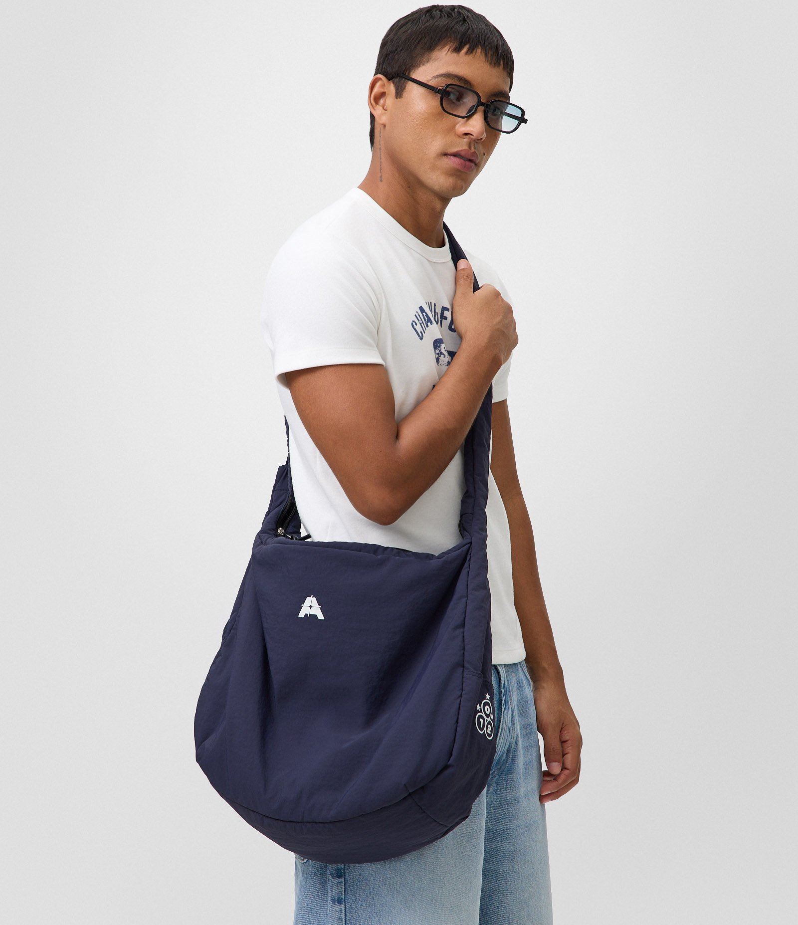 Bolsa Cross Body Puffer com Zíper Azul 9