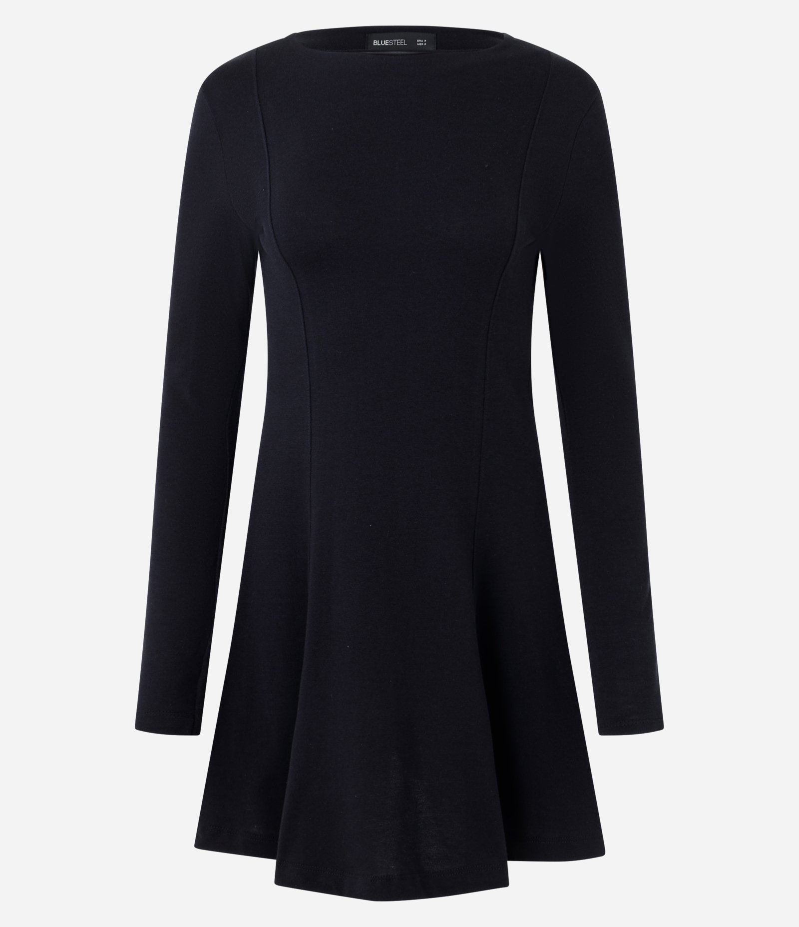 Vestido Curto em Ponto Roma Manga Longa Preto 1