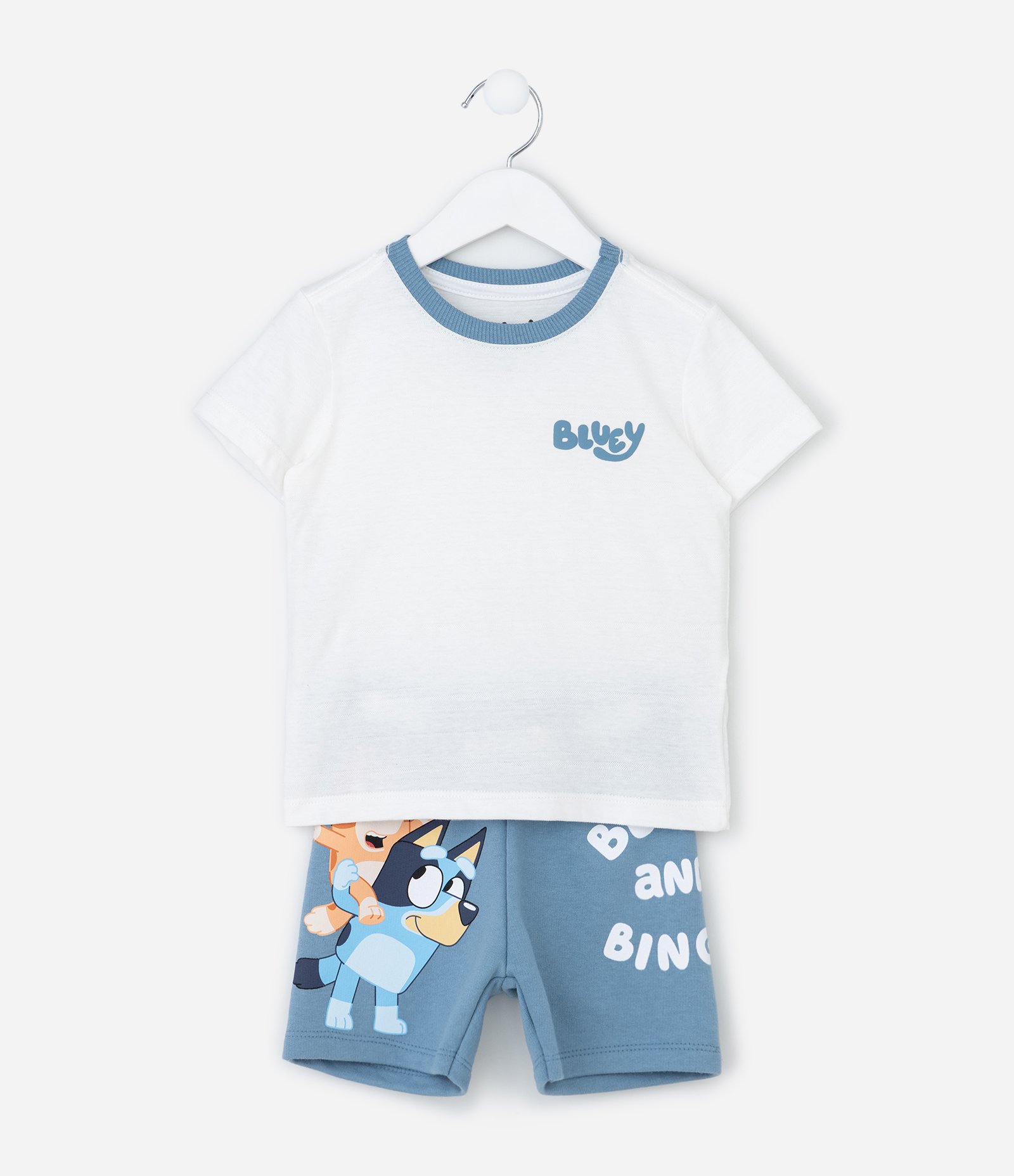 Conjunto Infantil Bluey com Camiseta e Bermuda – Tam 2 a 6 Anos Branco/Azul 2