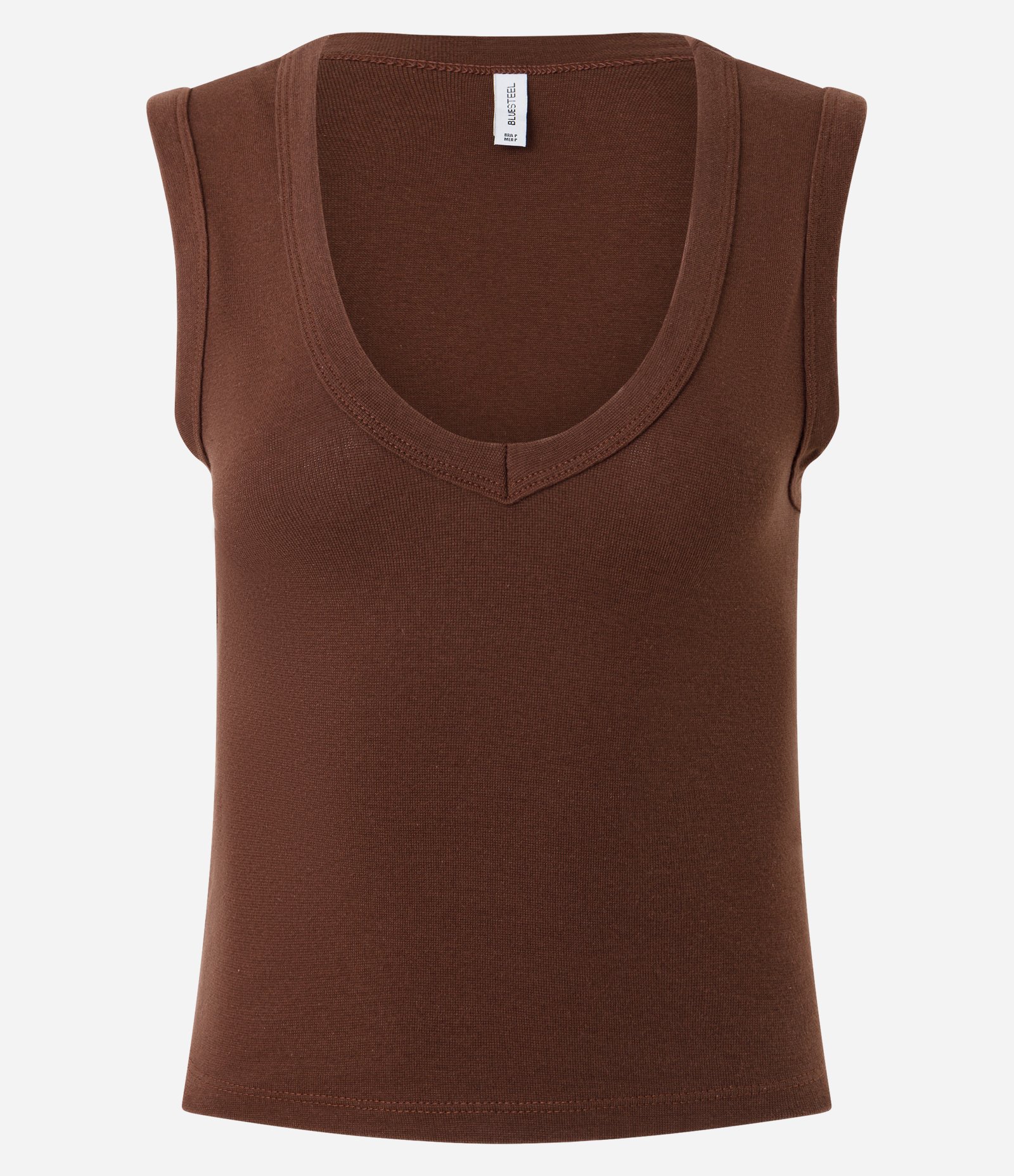 Blusa Básico em Ribana com Decote V Marrom Chocolate 5