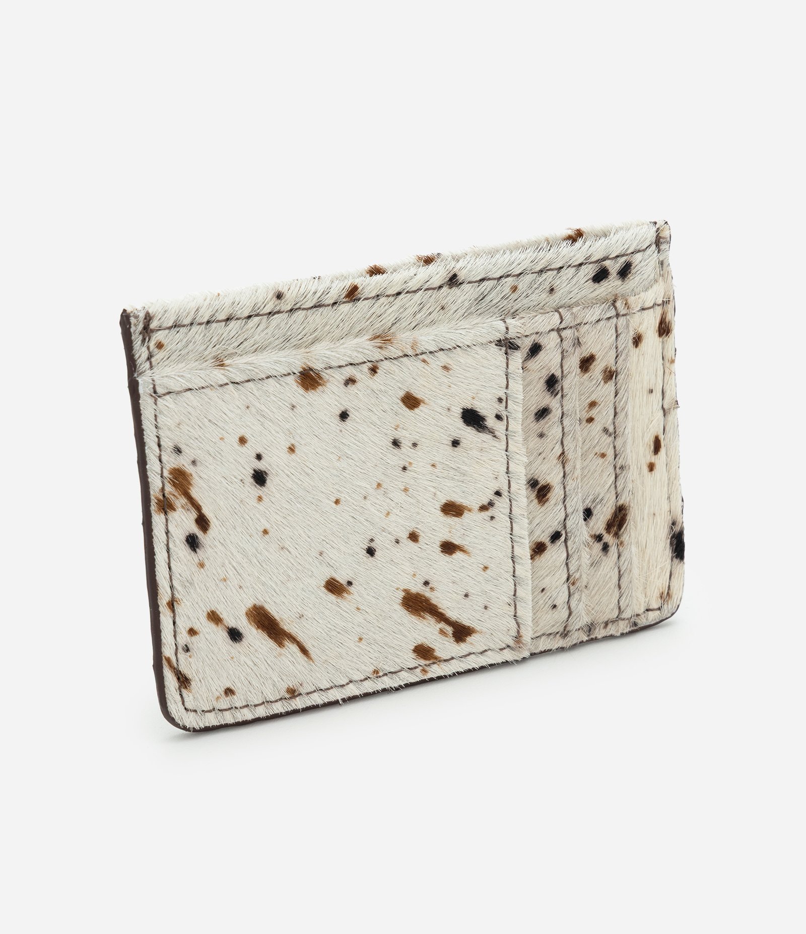 Carteira Pequena Porta Cartão em Couro Peluciada Off White 1
