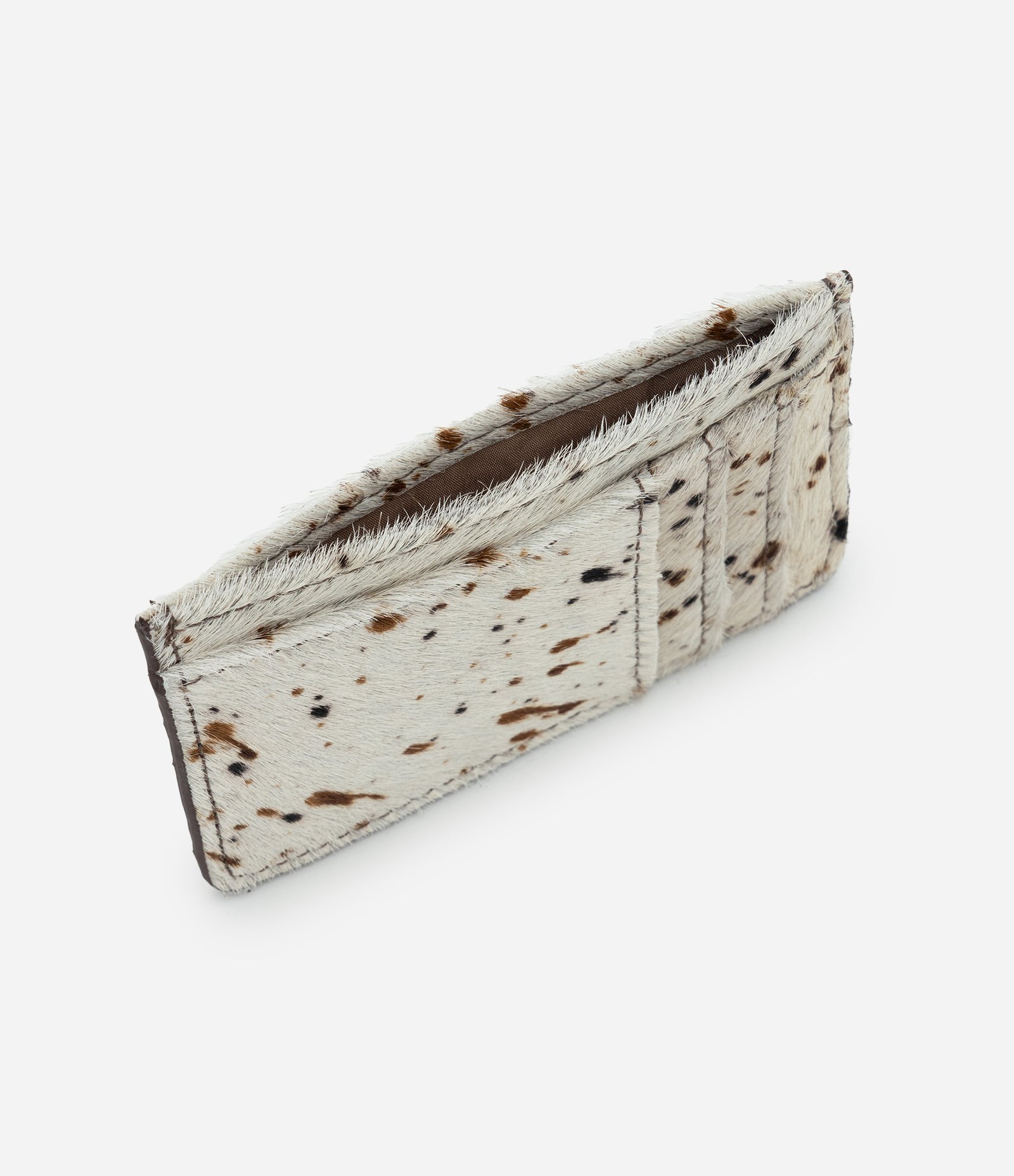 Carteira Pequena Porta Cartão em Couro Peluciada Off White 3