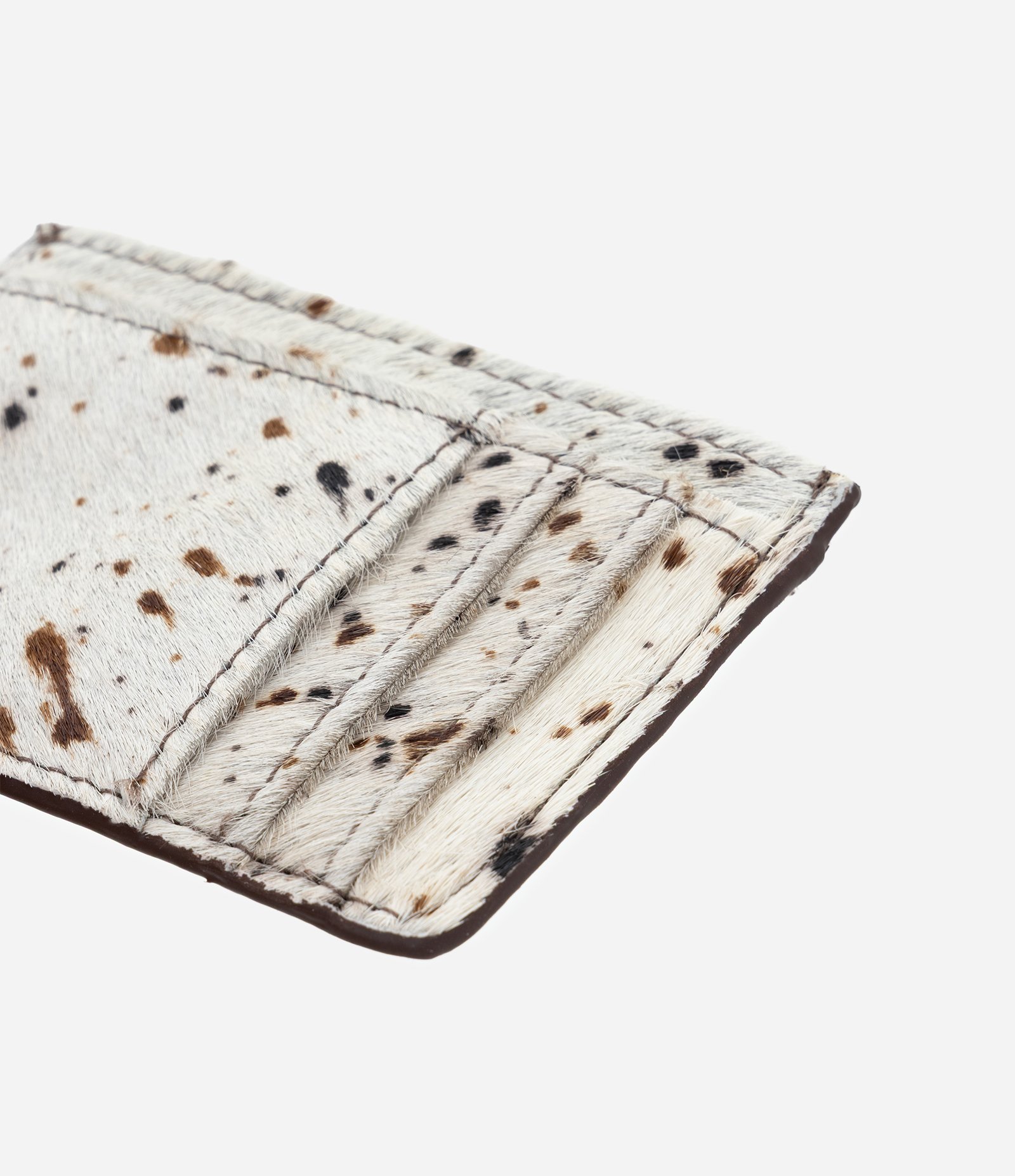 Carteira Pequena Porta Cartão em Couro Peluciada Off White 4
