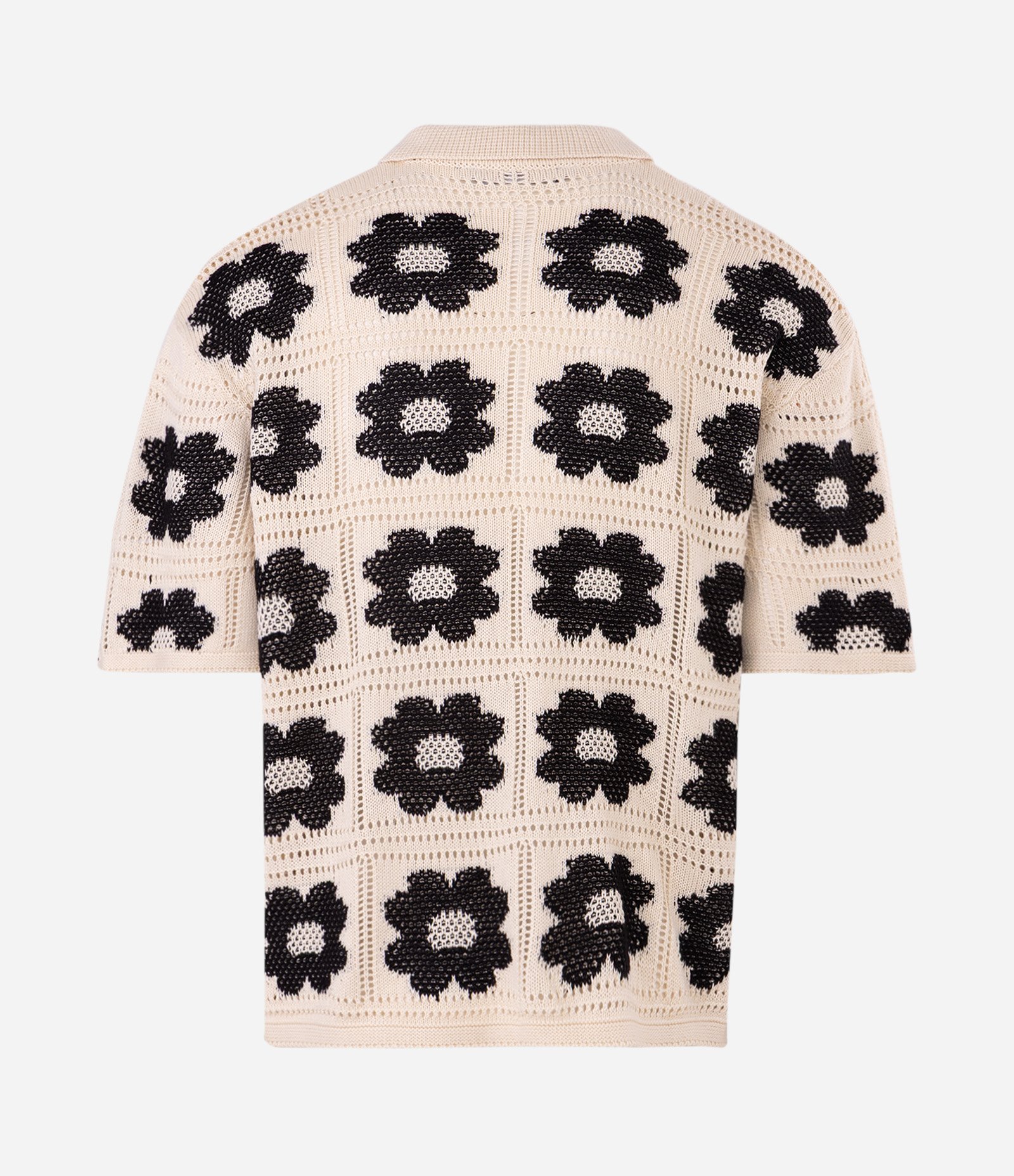 Camisa Relaxed em Crochê com Estampa Floral Contrastante Off White 9