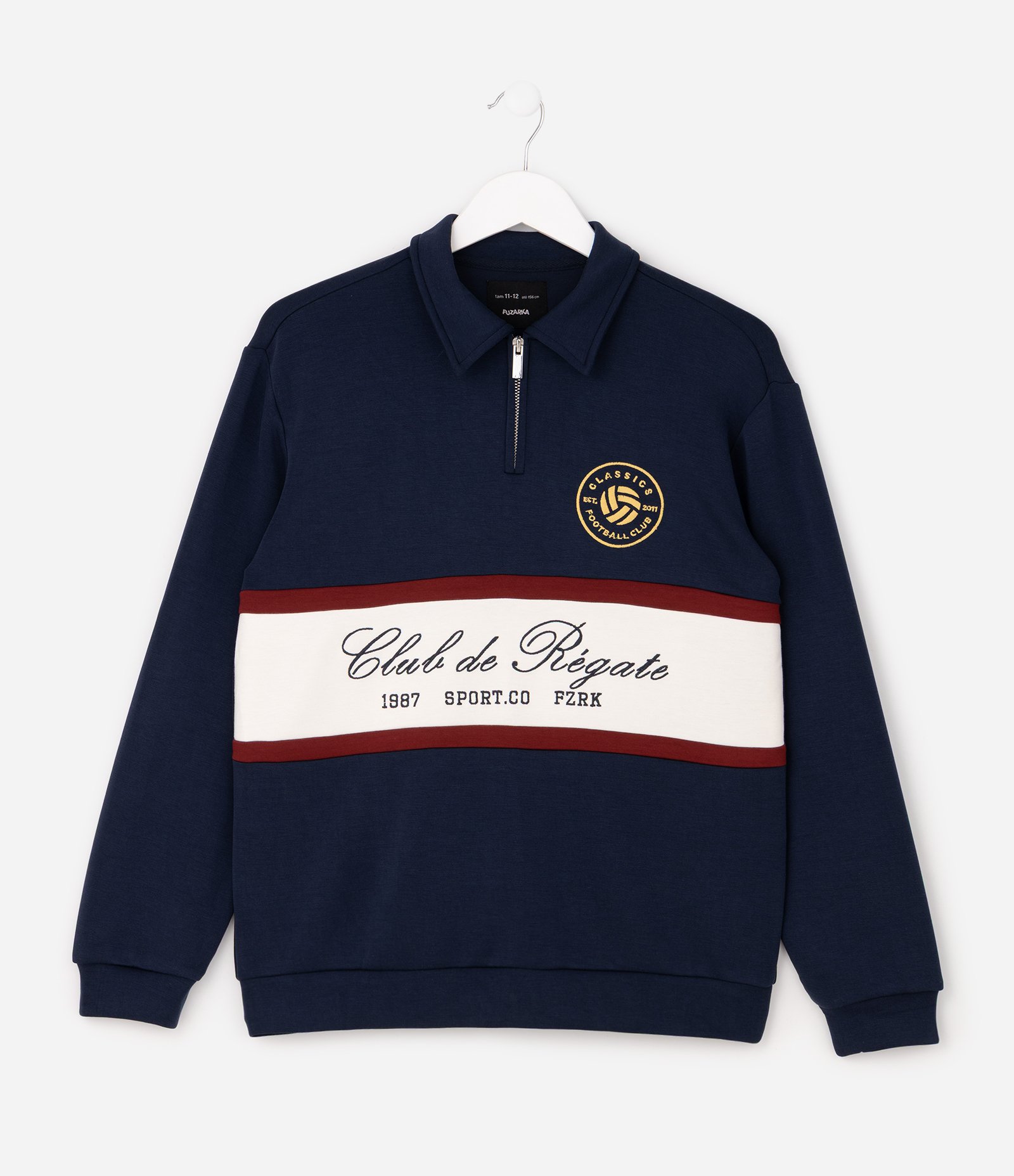 Moletom Infantil com Gola Polo e Half Zíper - Tam 5 a 14 Anos Azul 2