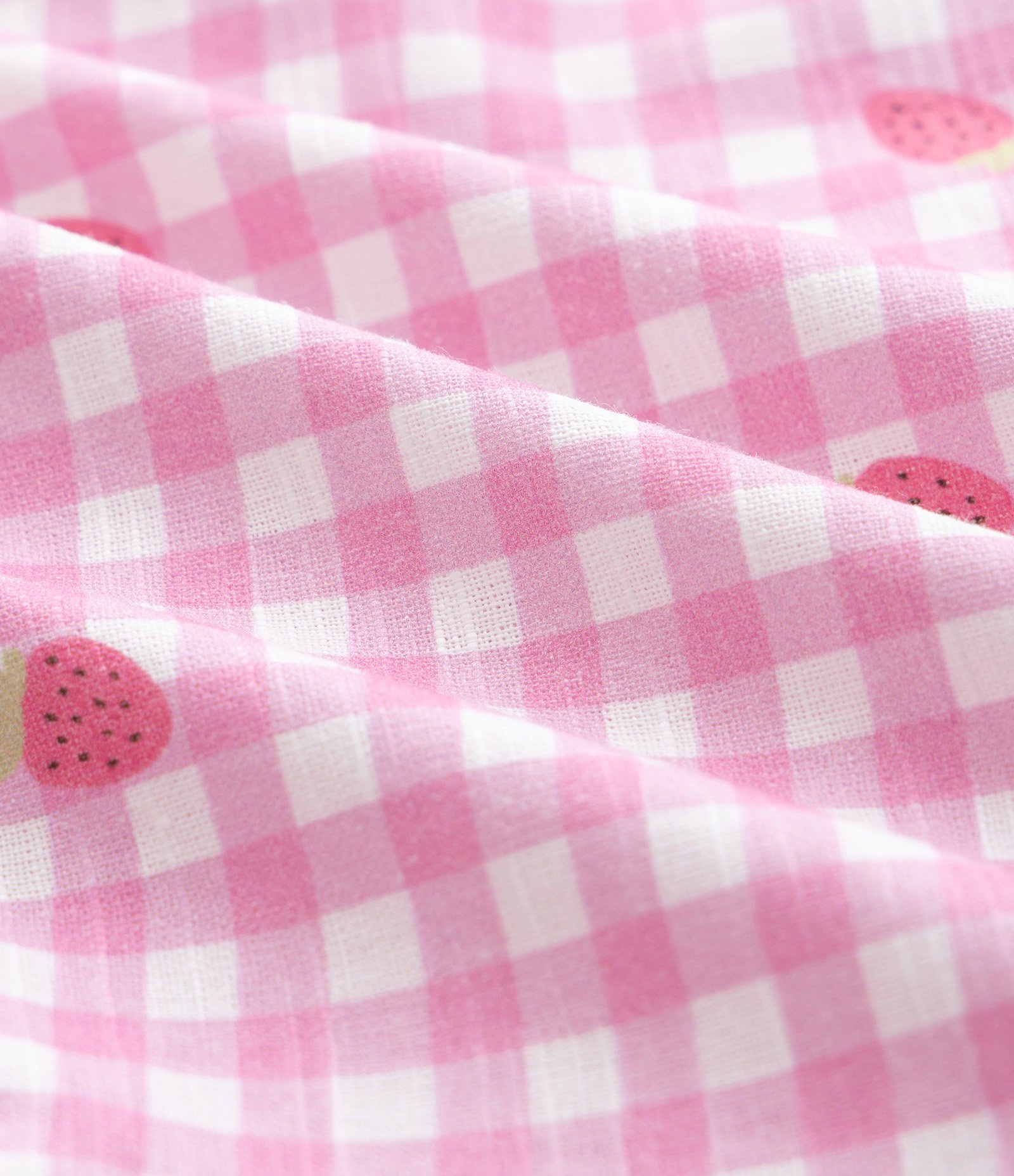Blusa Slim Infantil Xadrez Vichy com Morangos e Babado – Tam 1 a 6 Anos Rosa 4