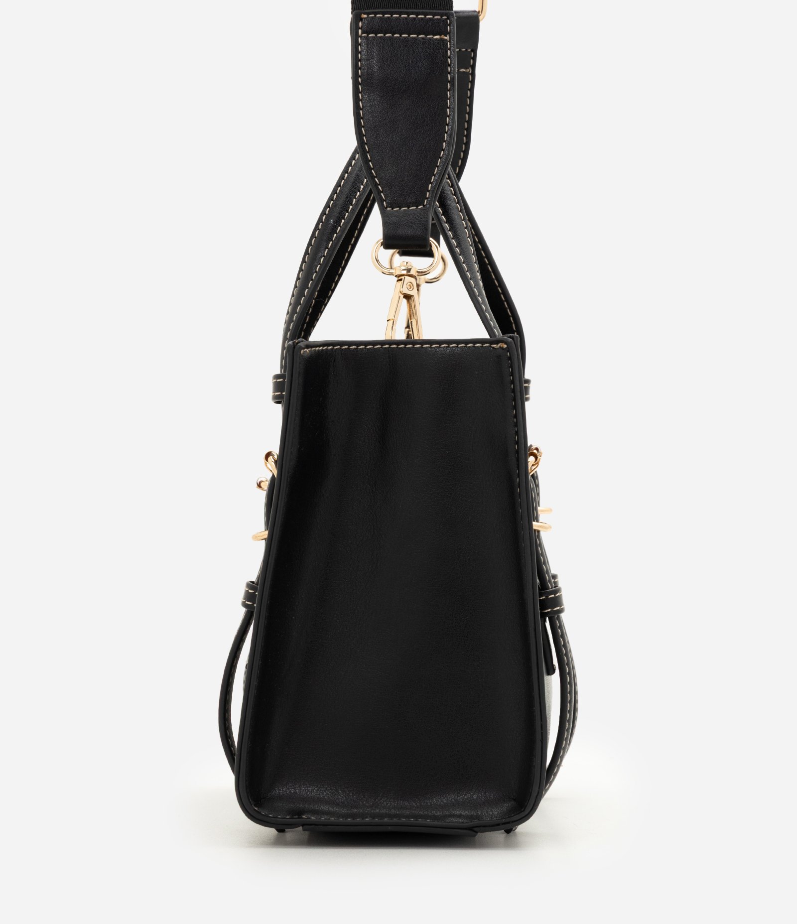 Bolsa Satchel Média com Alça de Mão Removível e Boho Romântico Preto 2