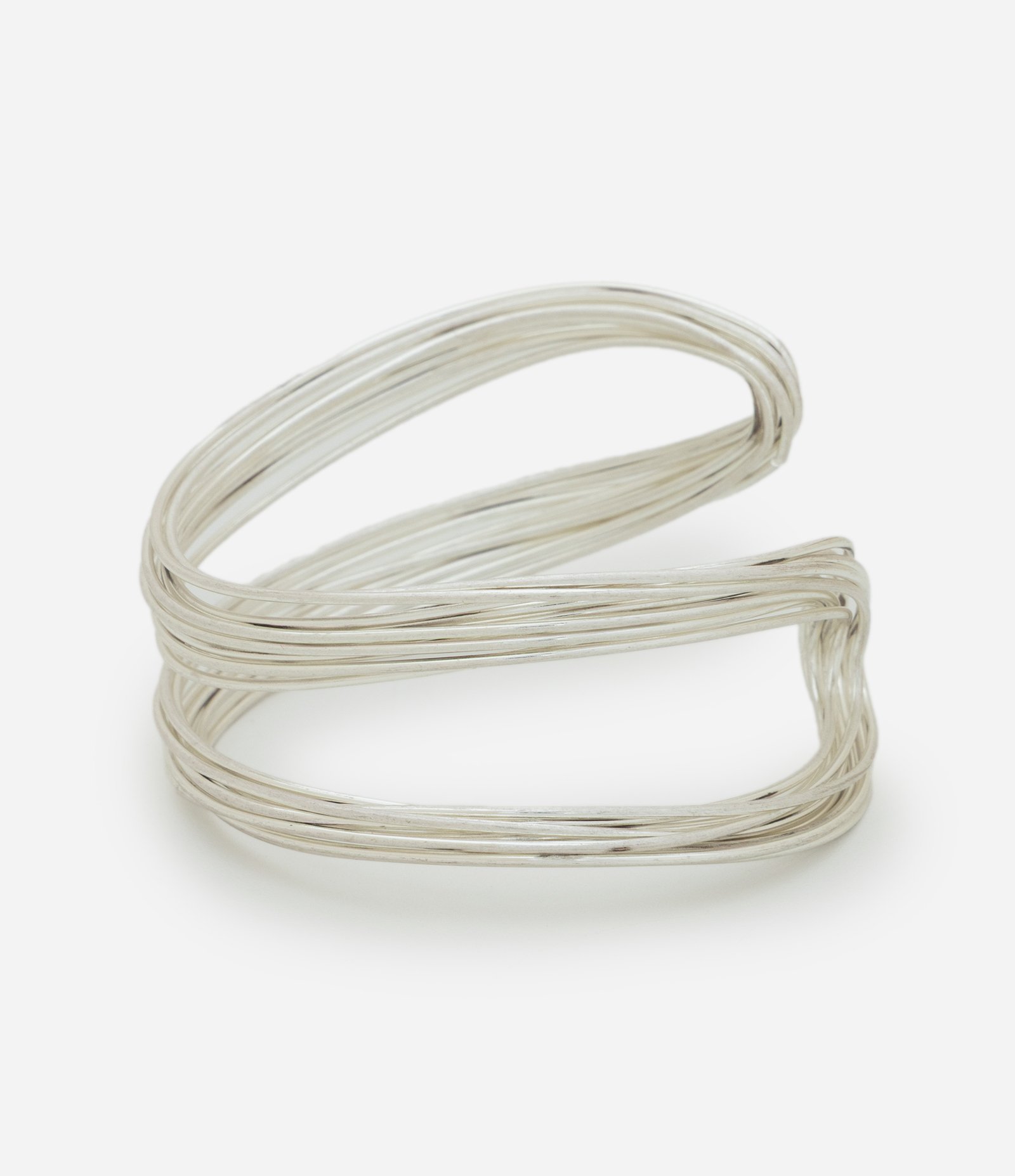 Bracelete Aberto com Aramado Torcido em Metal Prata 1
