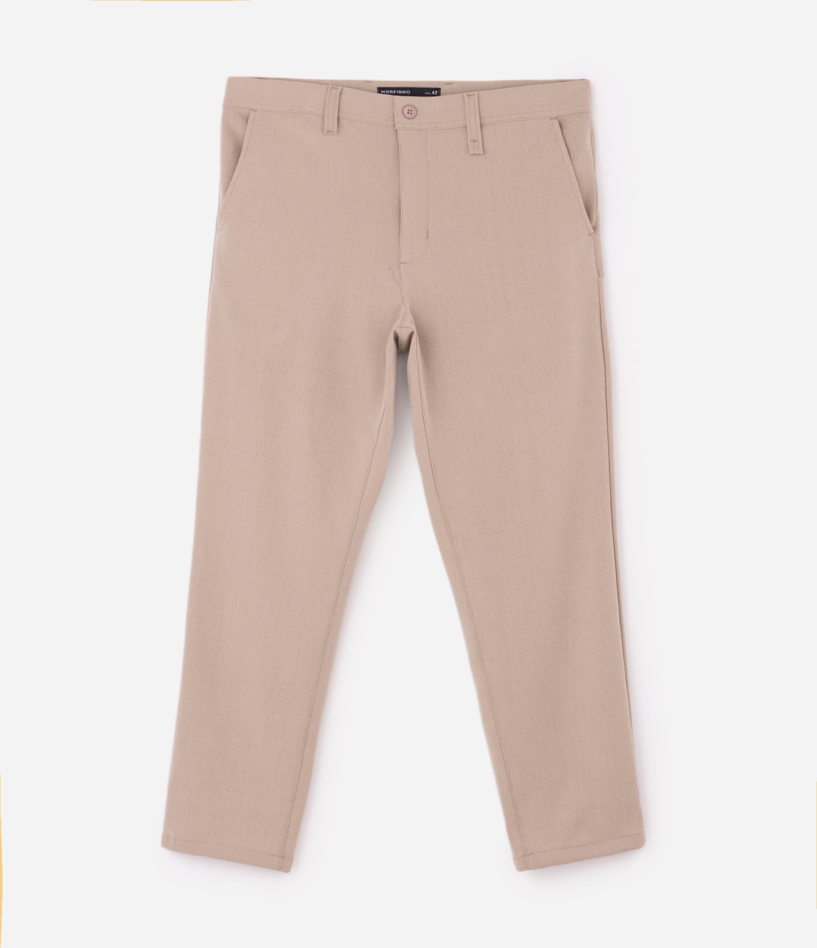 Calça Alfaiatada Slim Cropped em Viscose Bege 1