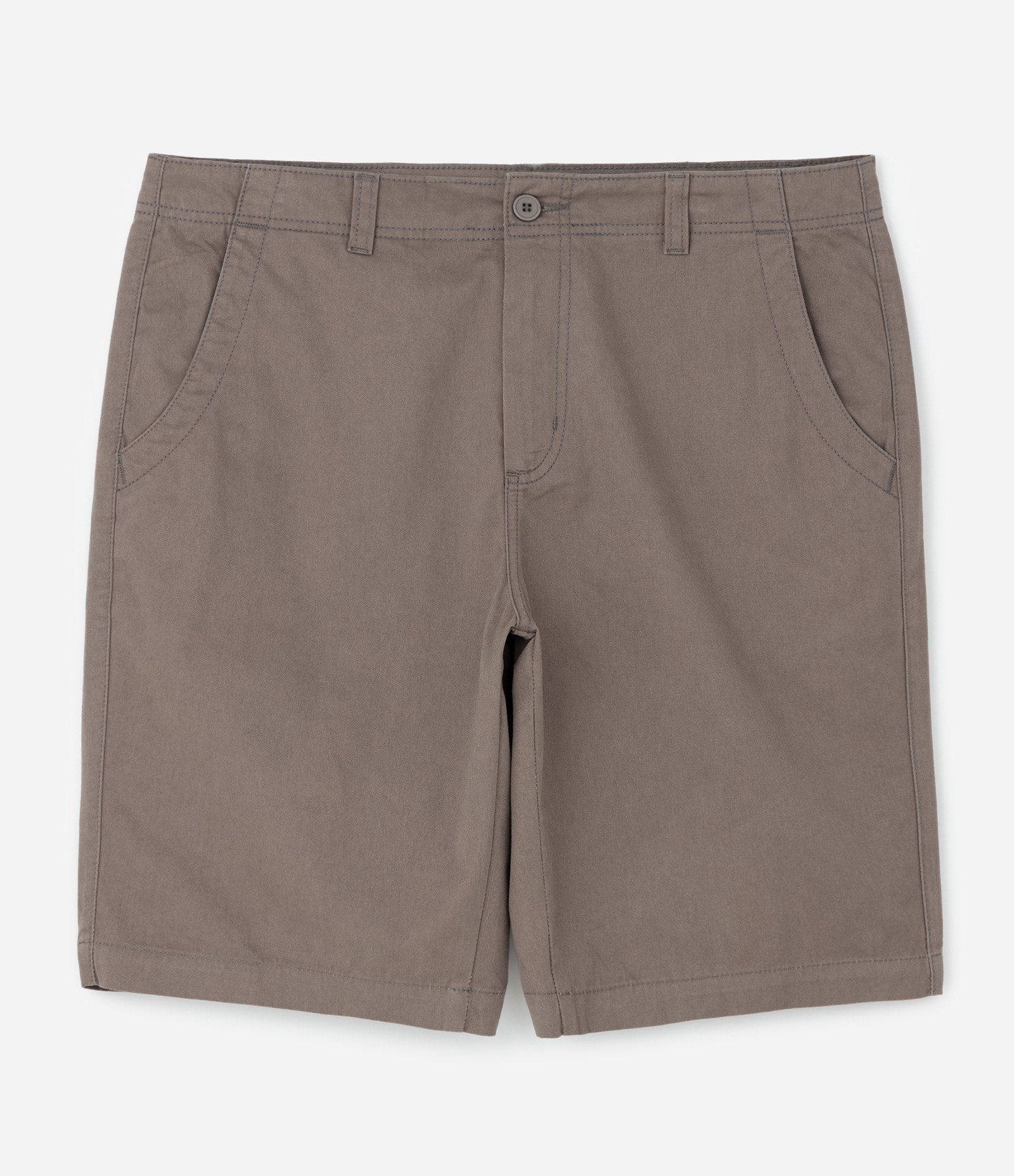 Bermuda em Sarja com Cós Passante e Bolsos Cinza 1