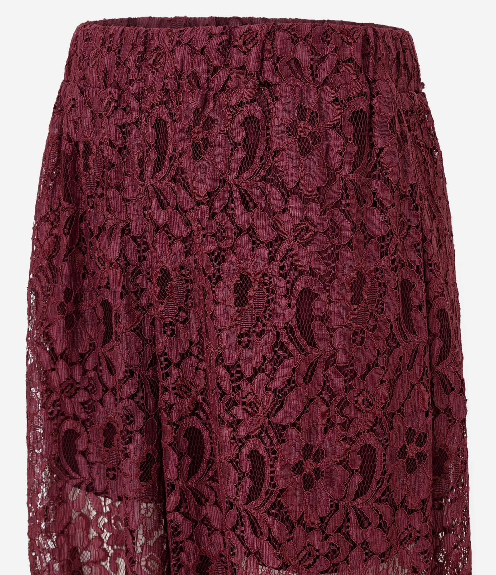 Calça Aladim em Renda Floral com Cós Elástico Vinho 6