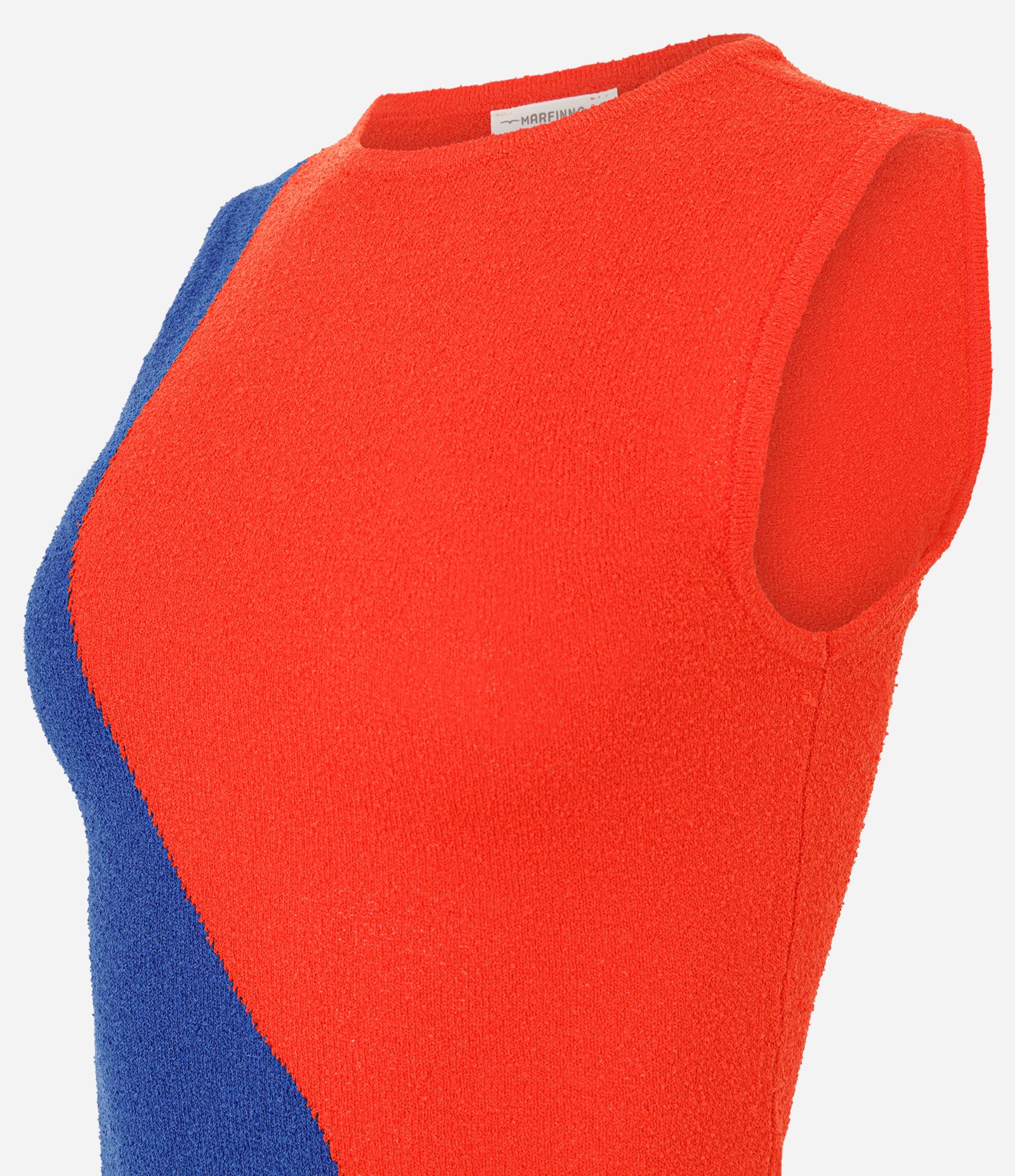 Blusa Regular em Tricô com Recorte Ondulado Laranja/Azul 3
