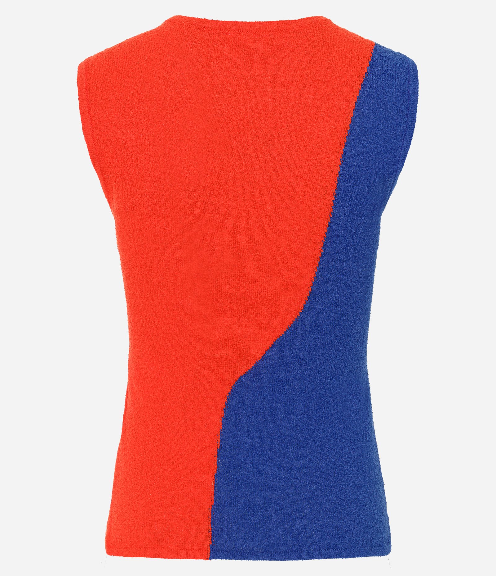 Blusa Regular em Tricô com Recorte Ondulado Laranja/Azul 4